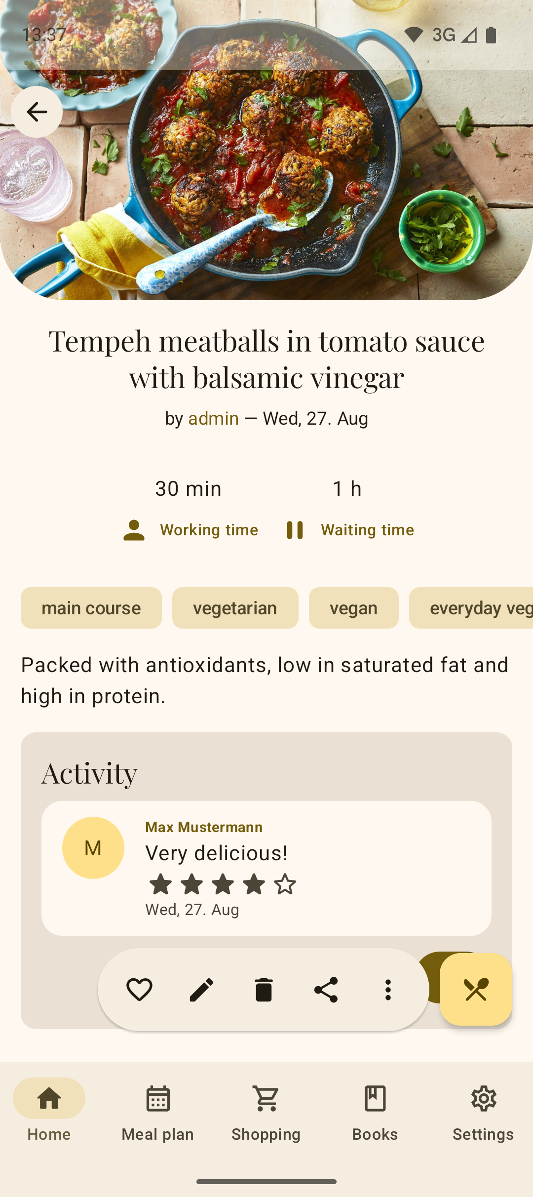 Screenshot of kitshn (for Tandoor)