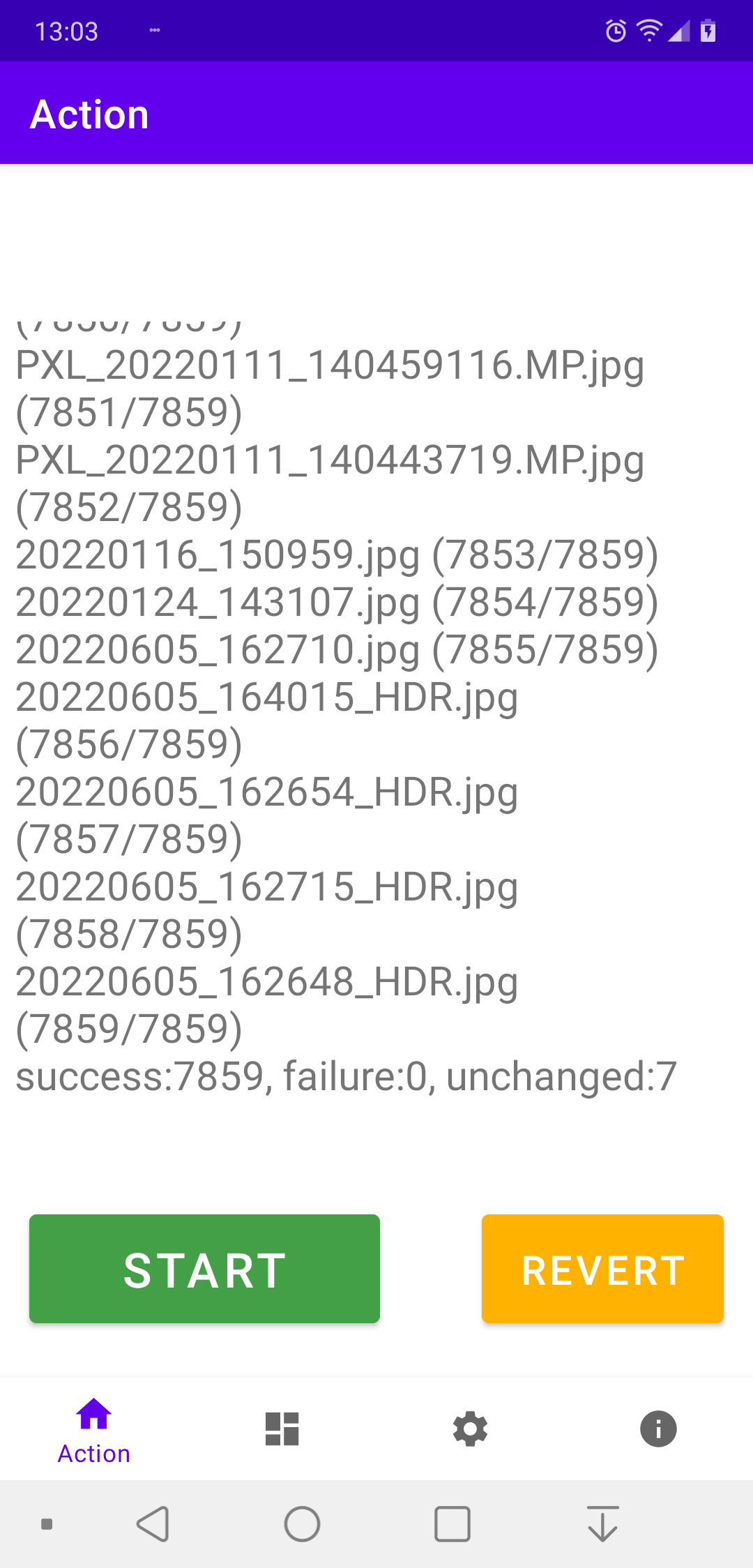 Screenshot of Camera Date Folders