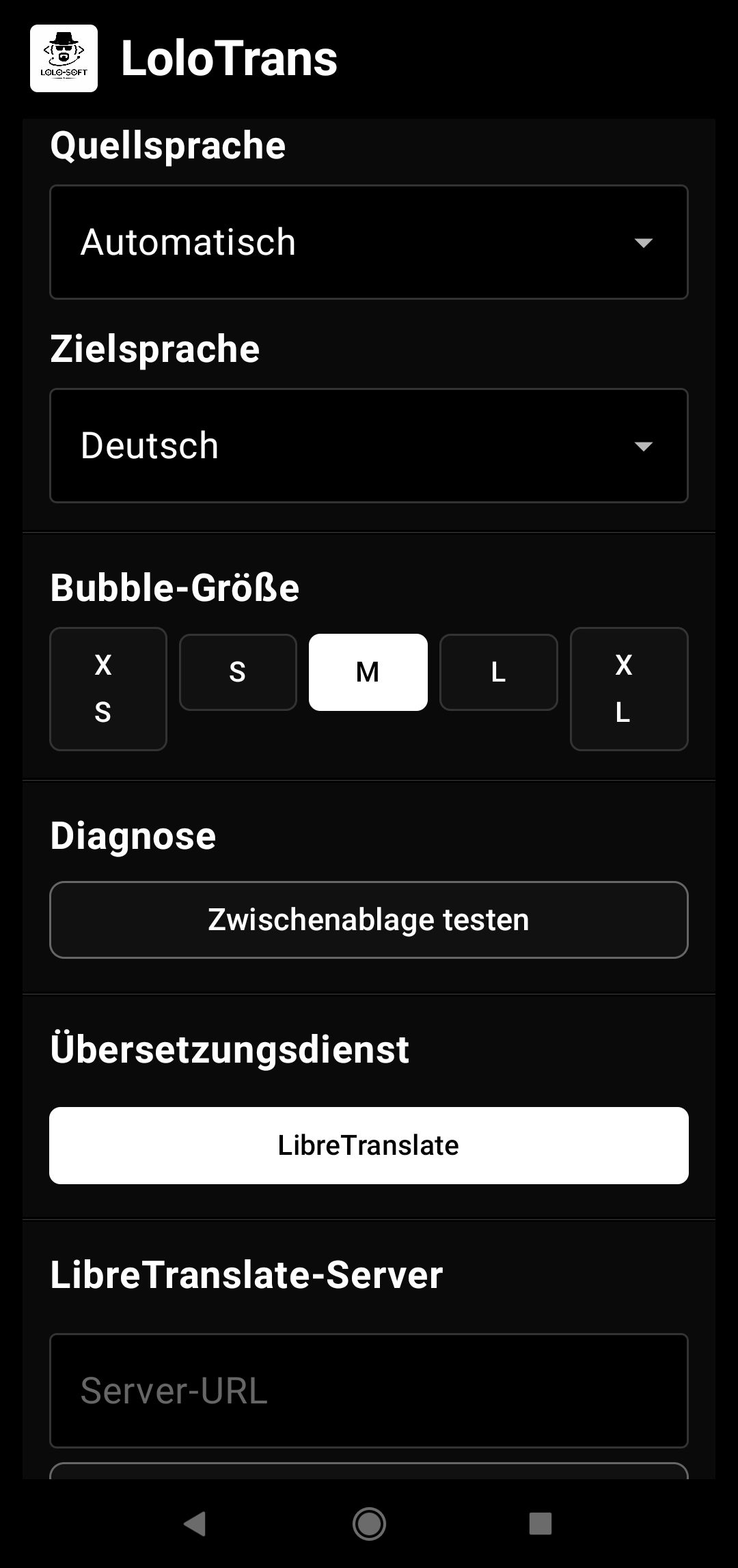 Screenshot of LoloTrans