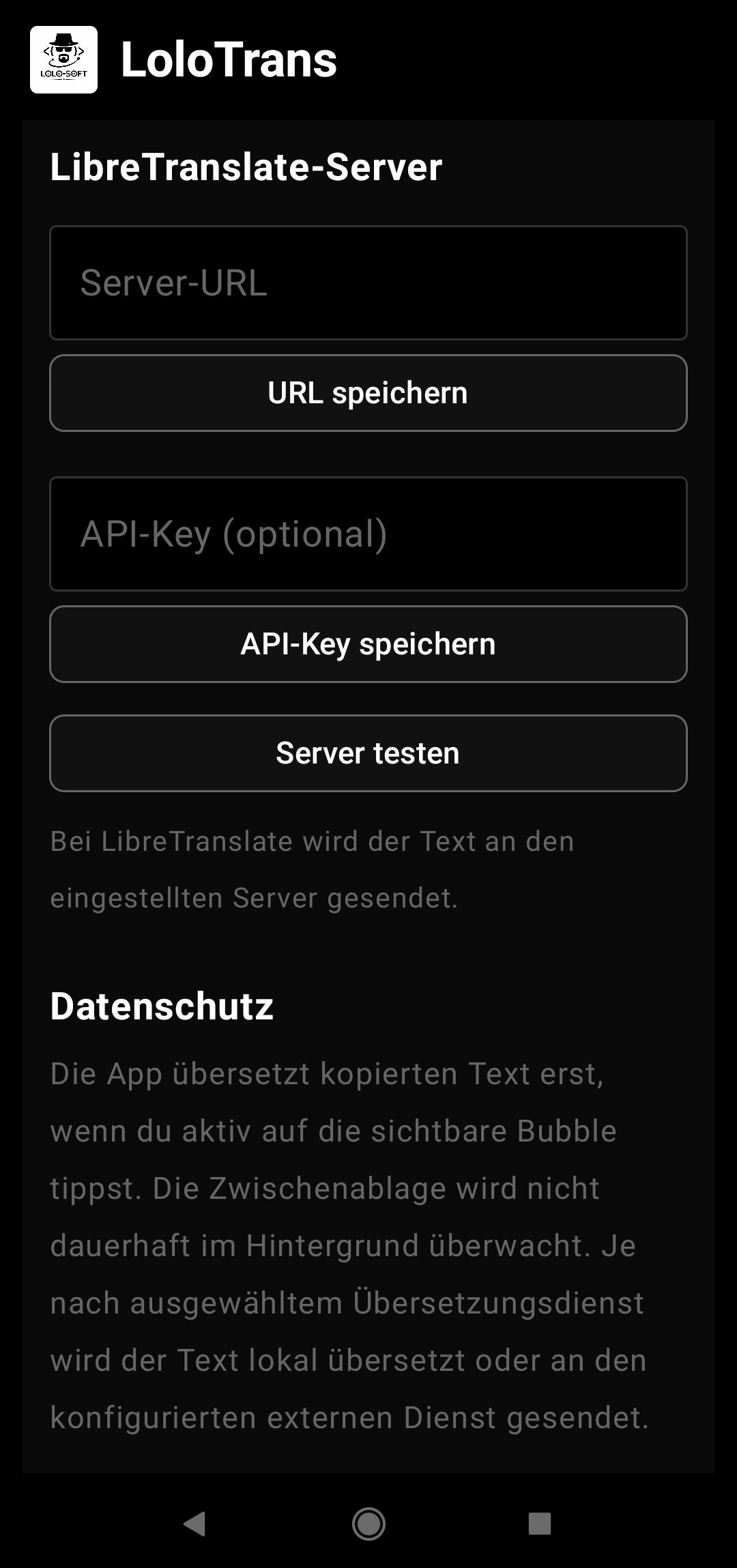 Screenshot of LoloTrans