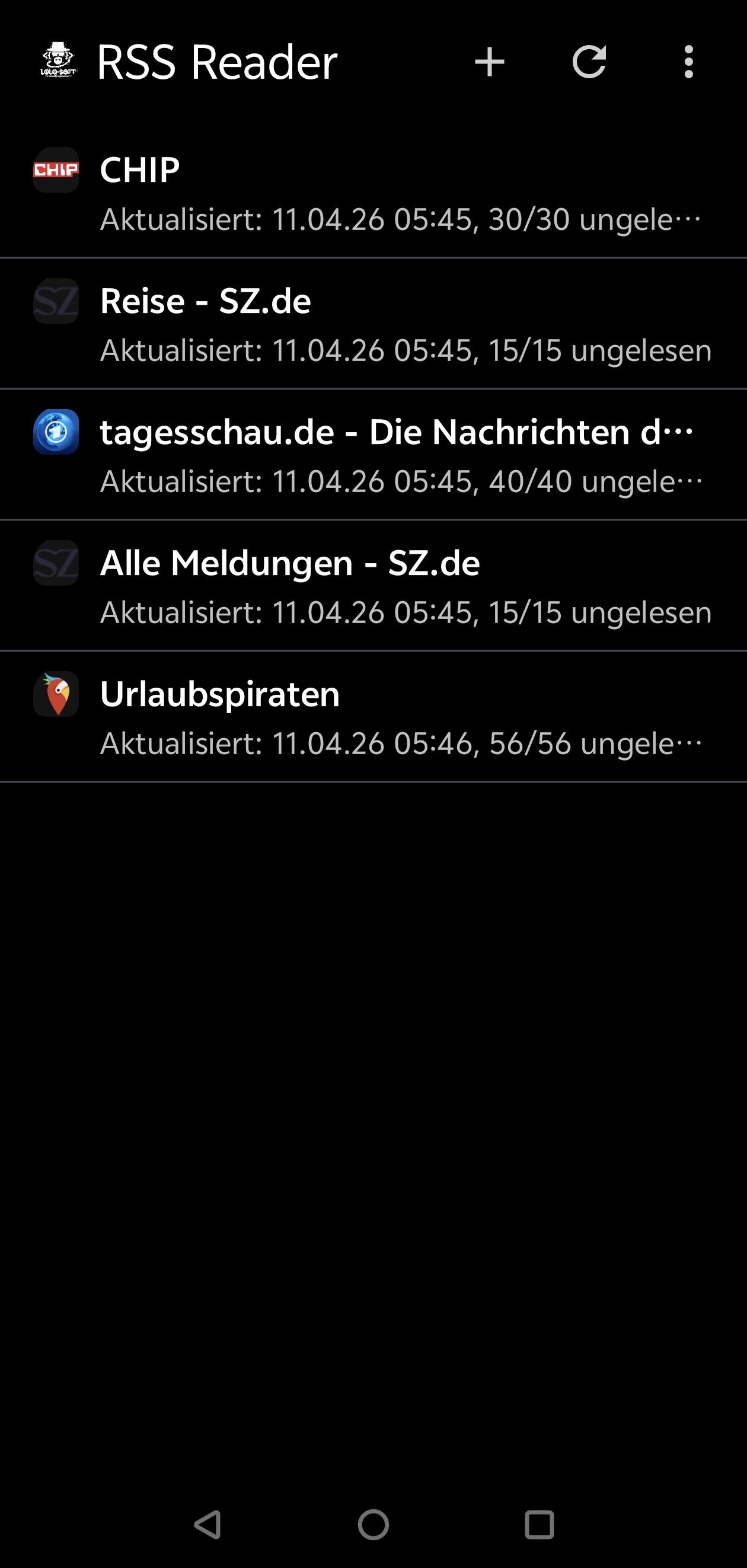 Screenshot of RSS Reader