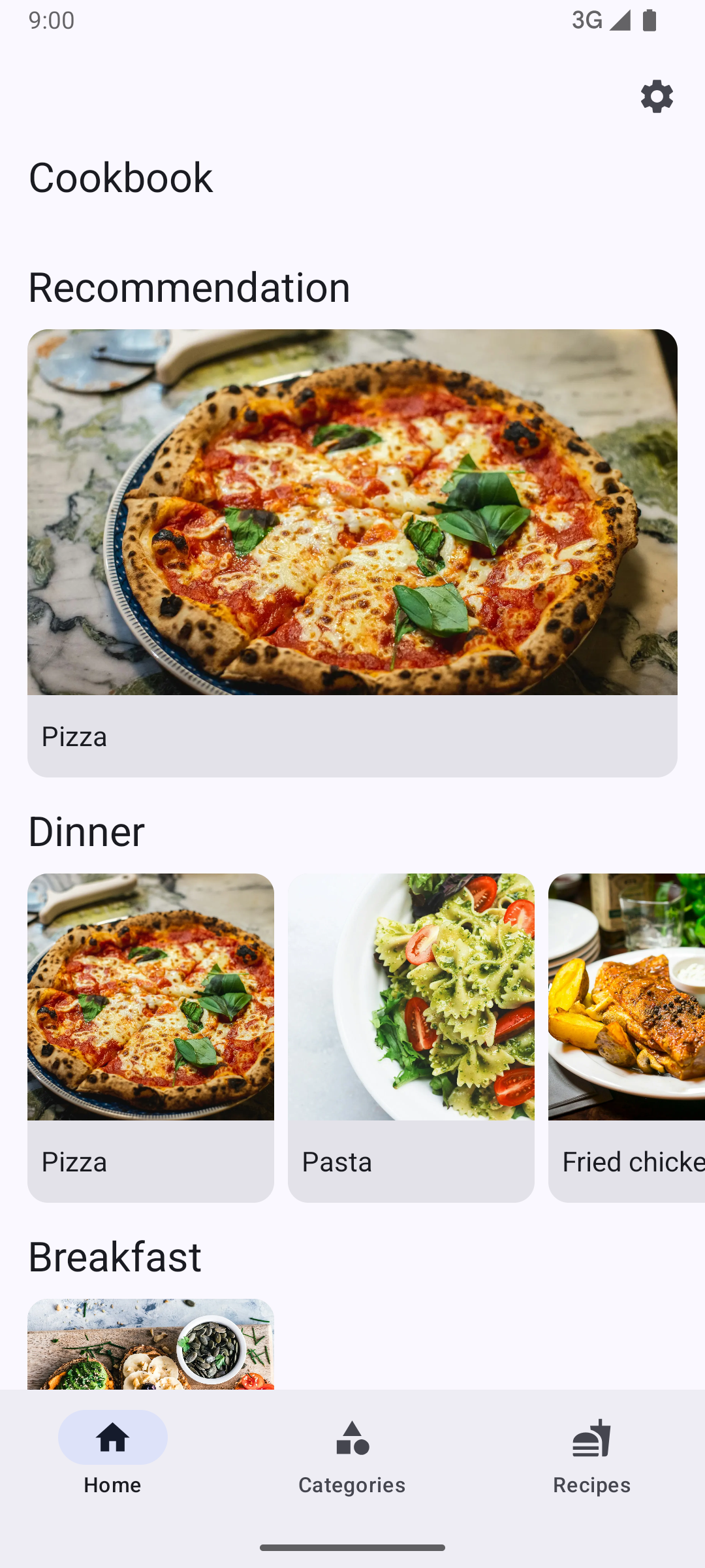 Screenshot of Nextcloud Cookbook