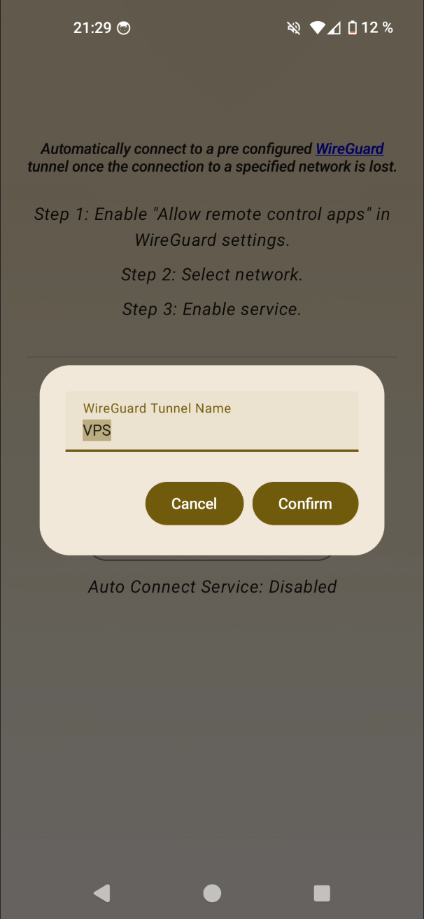 Screenshot of WG Auto Connect