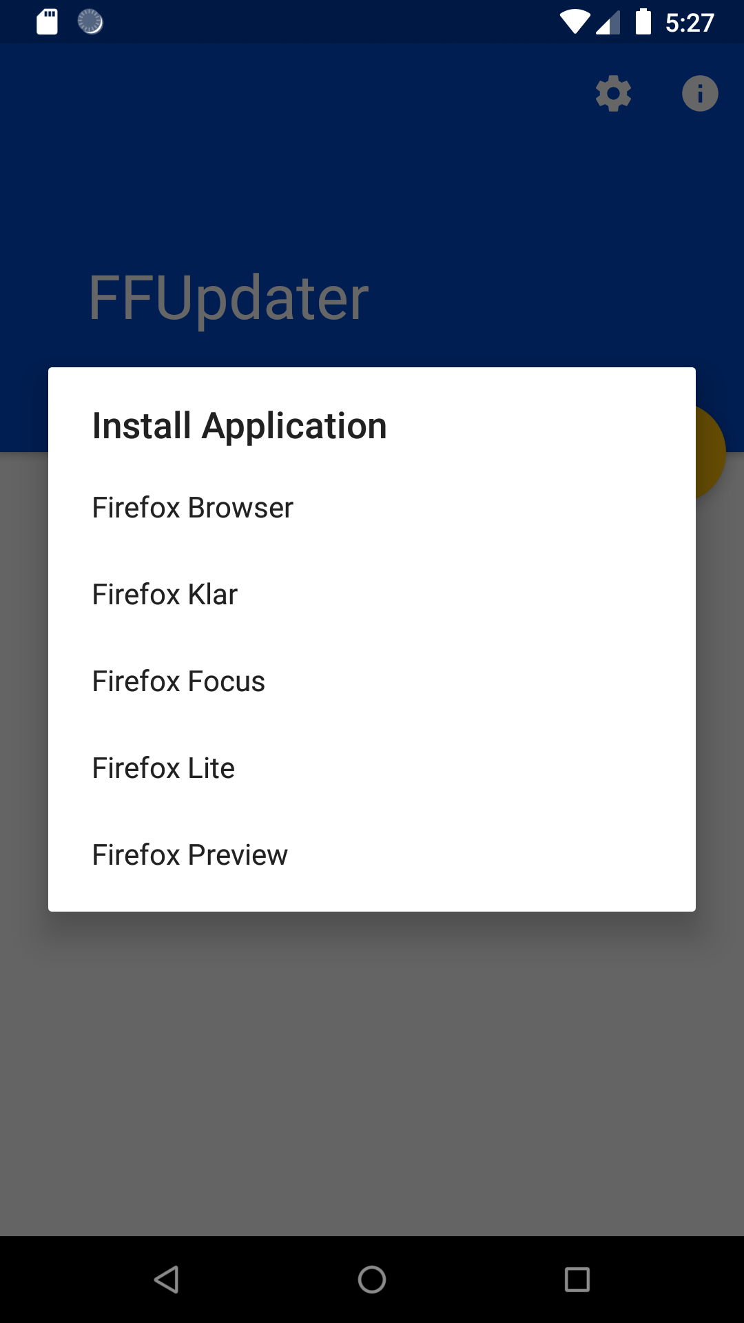 Screenshot of FFUpdater