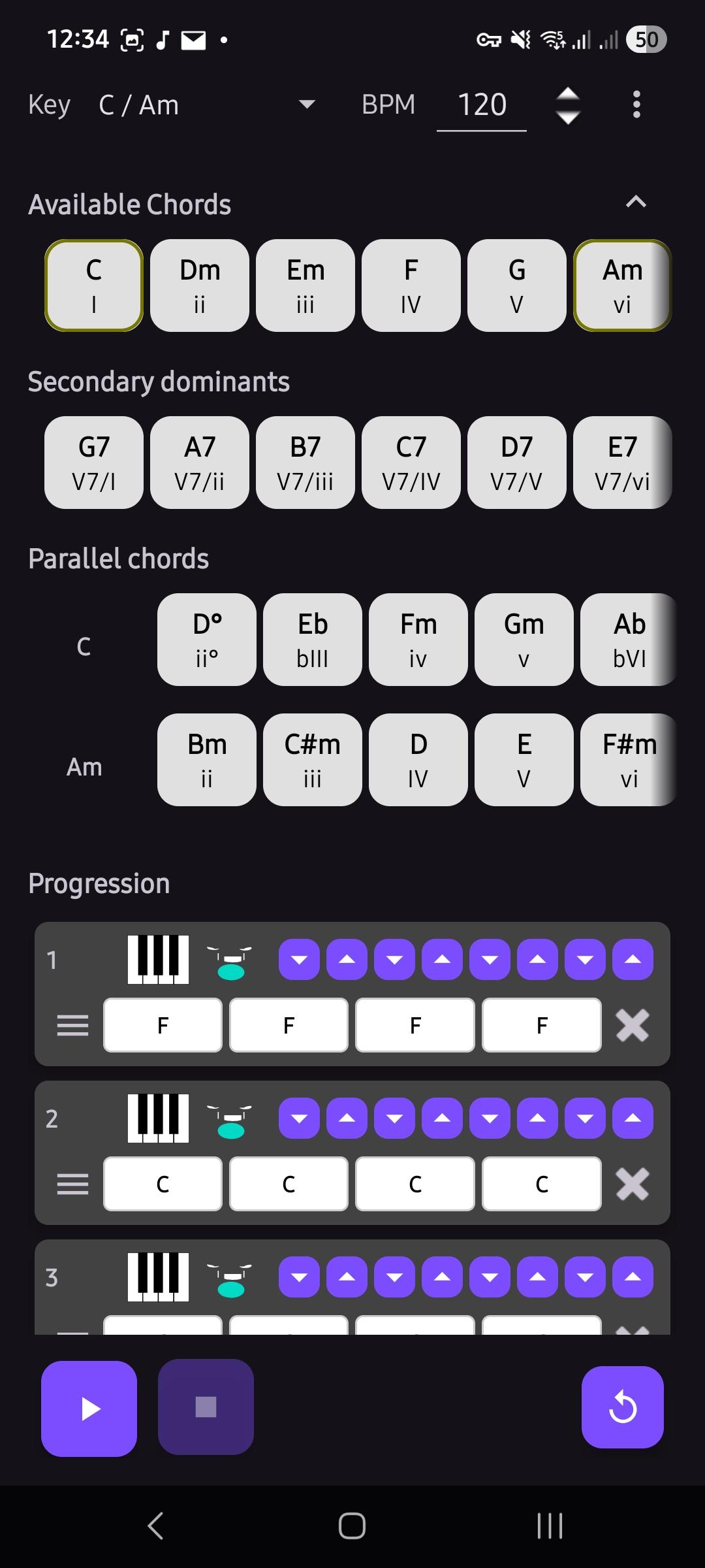 Screenshot of Chord Progression Helper