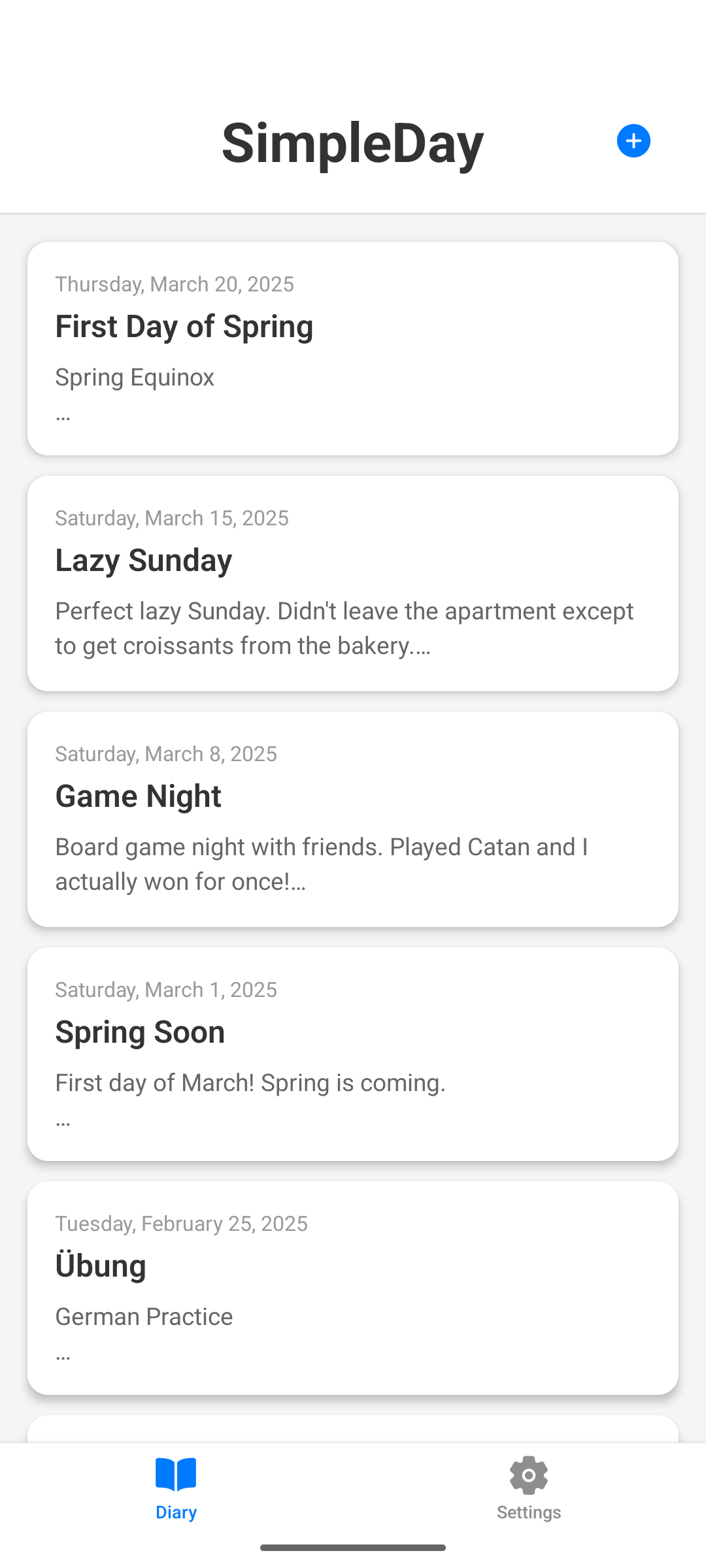 Screenshot of SimpleDay