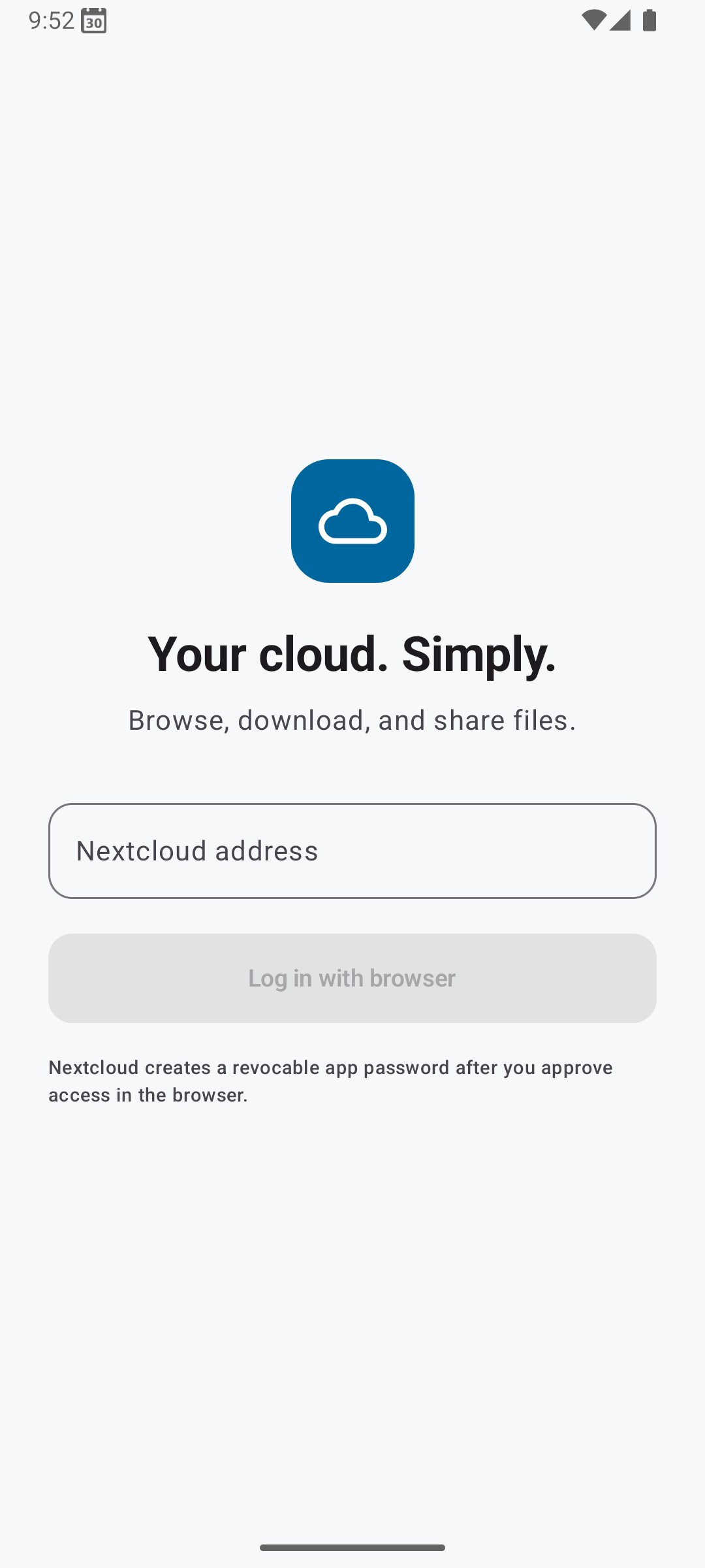 Screenshot of Simple Nextcloud