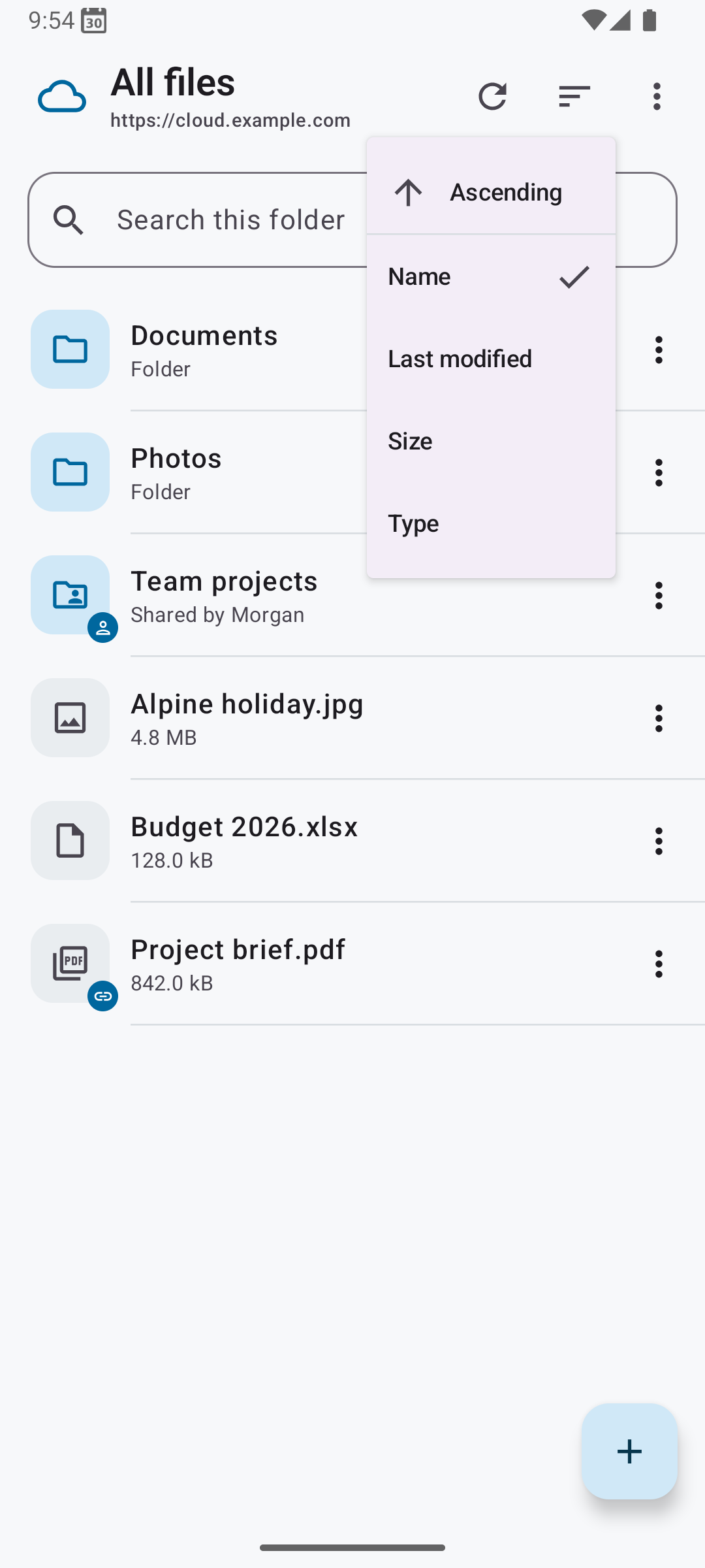 Screenshot of Simple Nextcloud