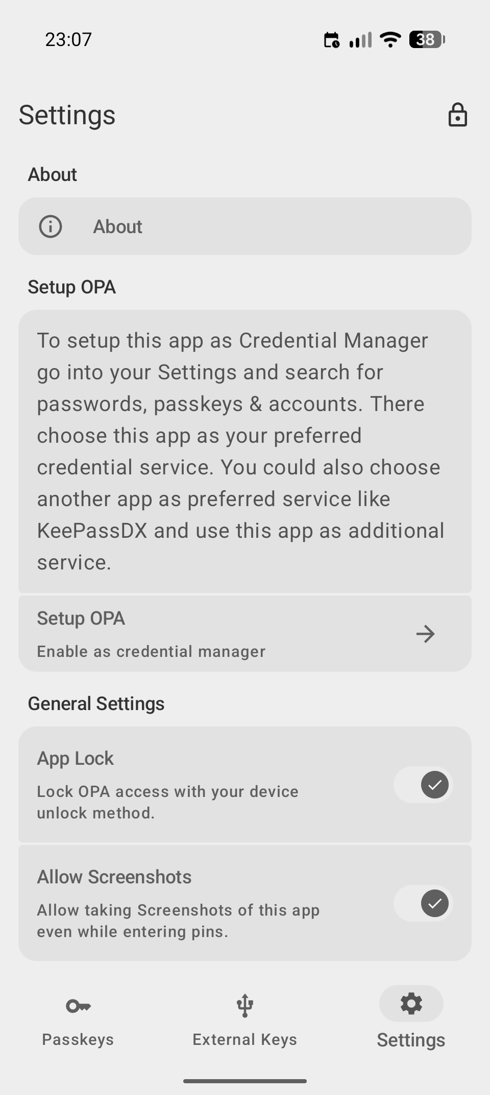 Screenshot of Open Passkey Authenticator