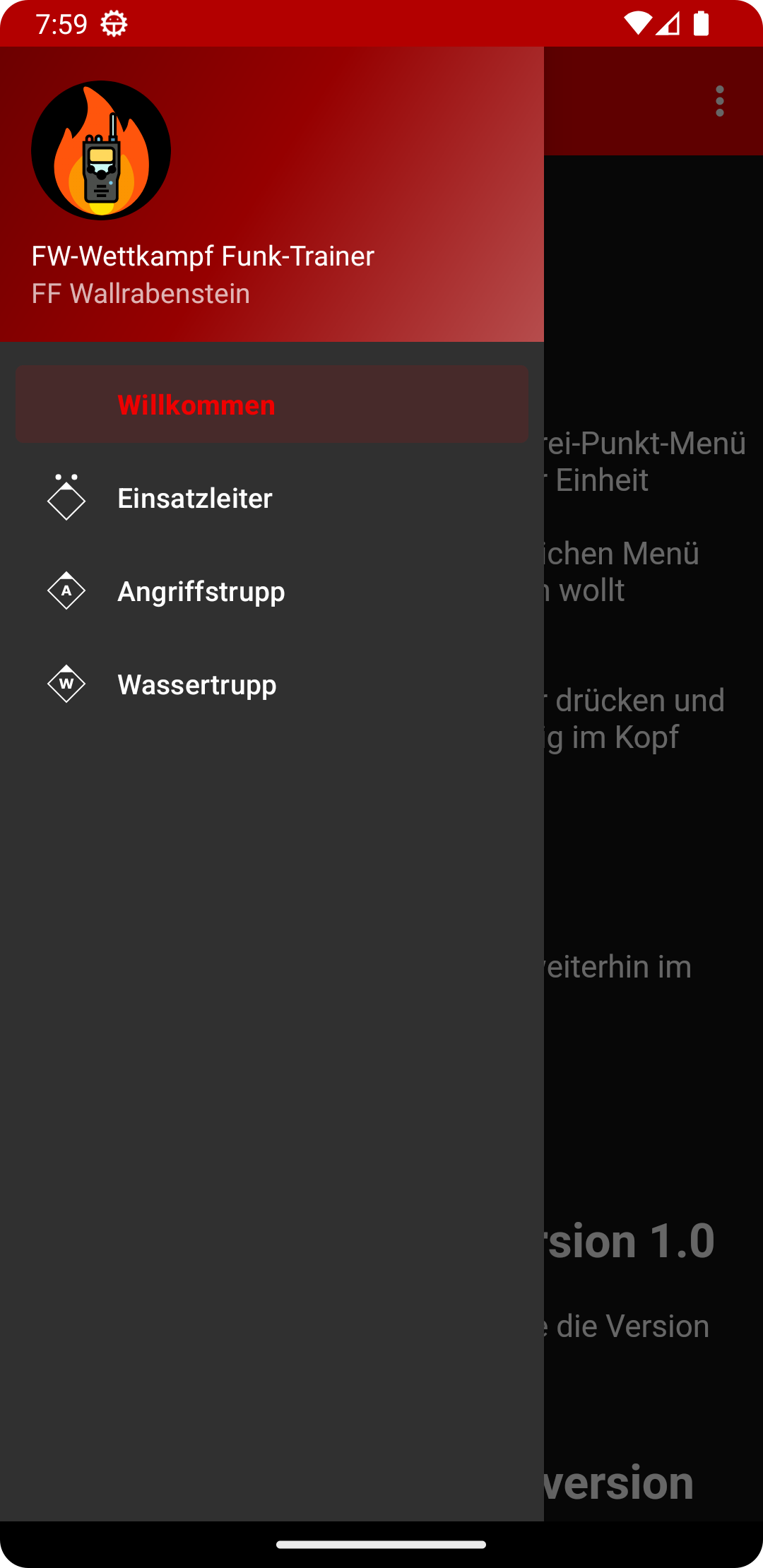 Screenshot of FW-Wettkampf Funk-Trainer