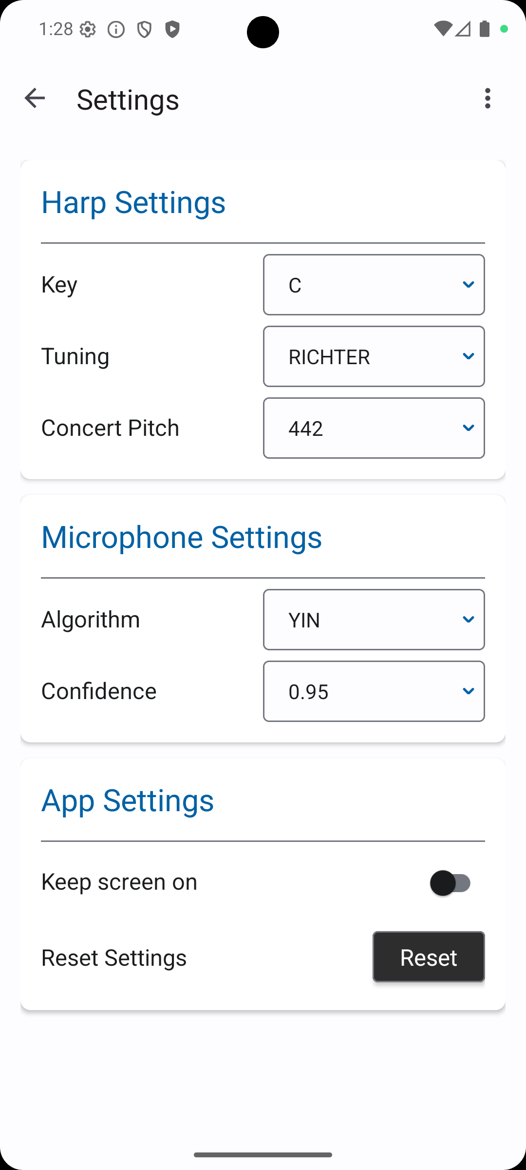 Screenshot of Let's Bend: Harmonica Tuner