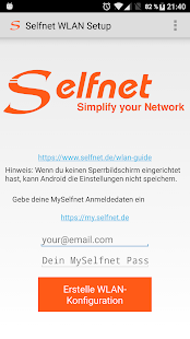 Screenshot of Selfnet WIFI-Setup