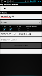 Screenshot of Frog Password Generator