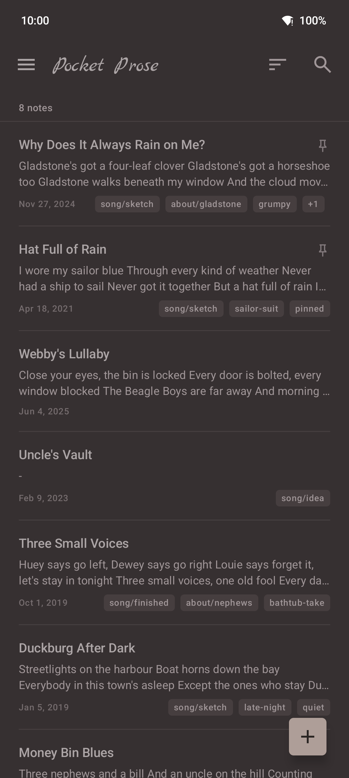 Screenshot of Pocket Prose