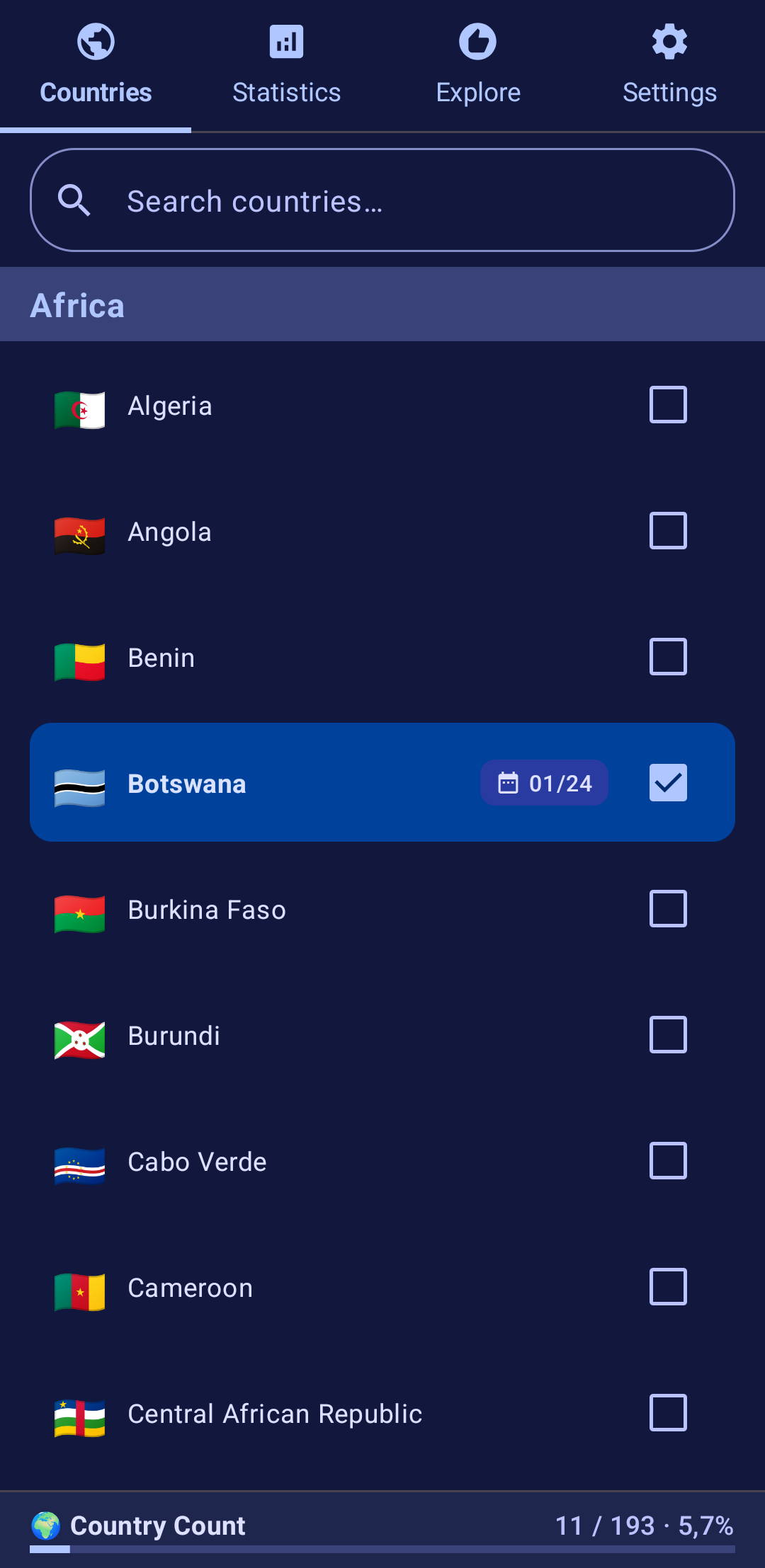 Screenshot of CountryCount