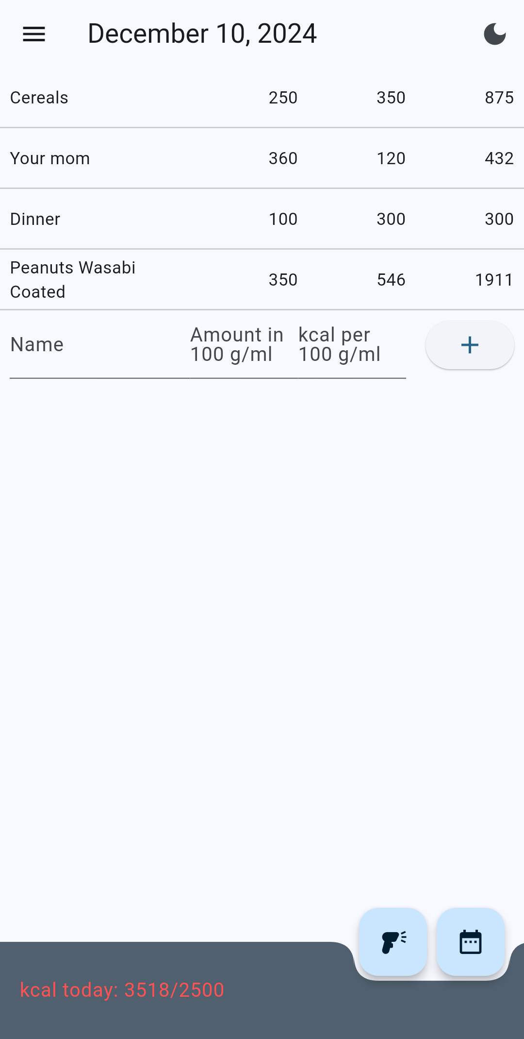 Screenshot of Calorimeter