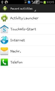 Screenshot of Activity Launcher