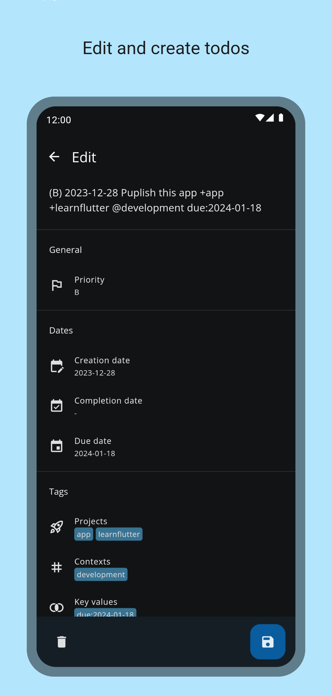 Screenshot of ntodotxt