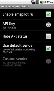 Screenshot of WebSMS Connector: smspilot.ru