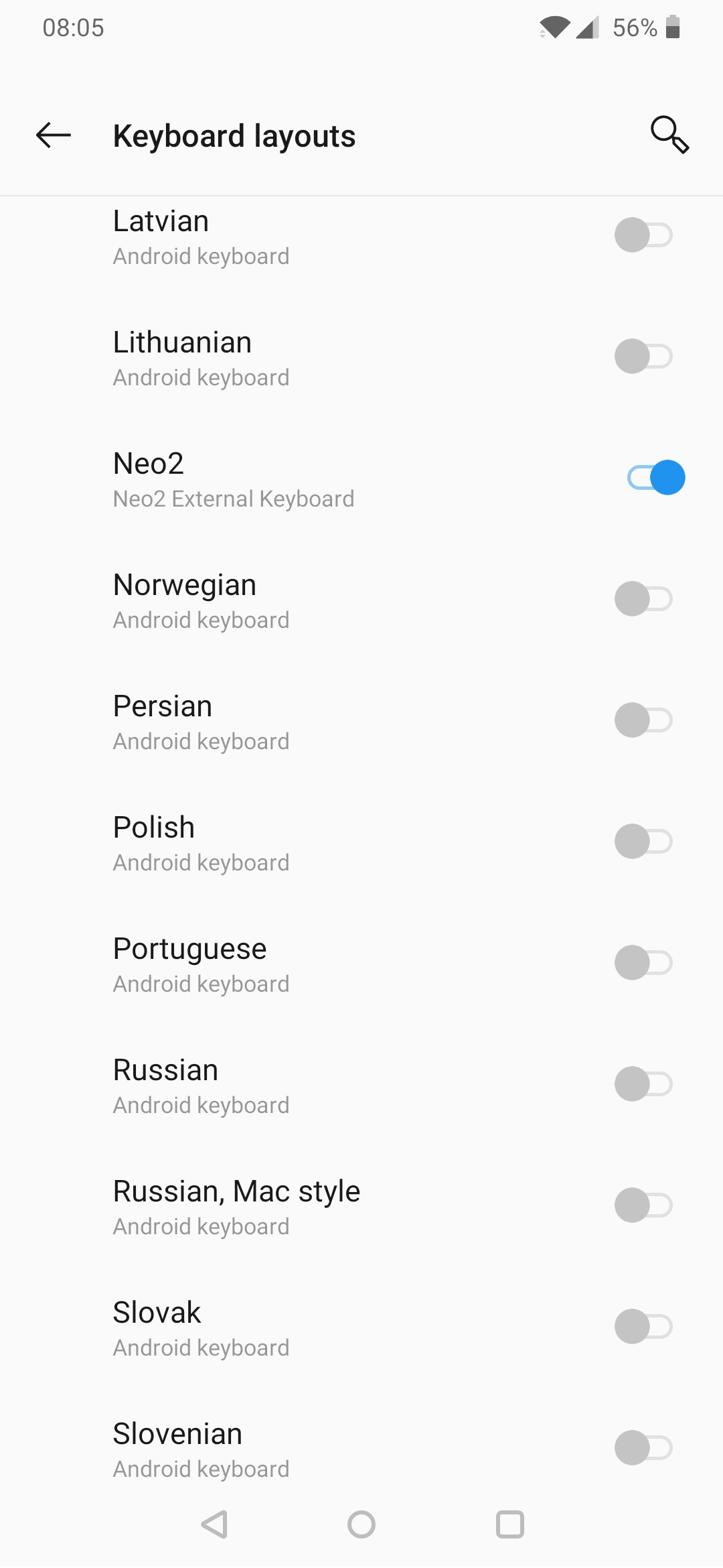 Screenshot of Neo2 External Keyboard