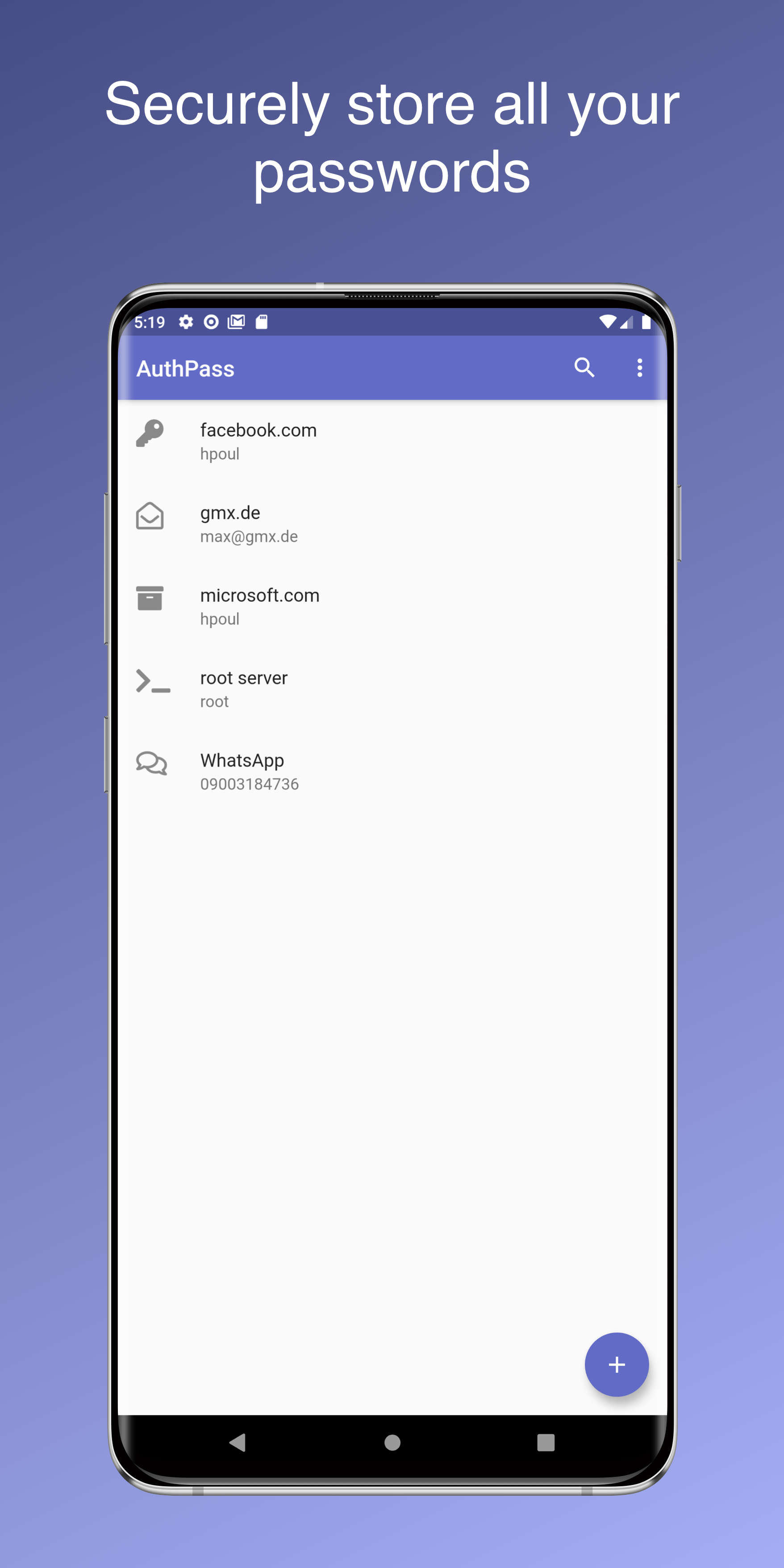Screenshot of AuthPass - KeePass compatible Password Manager