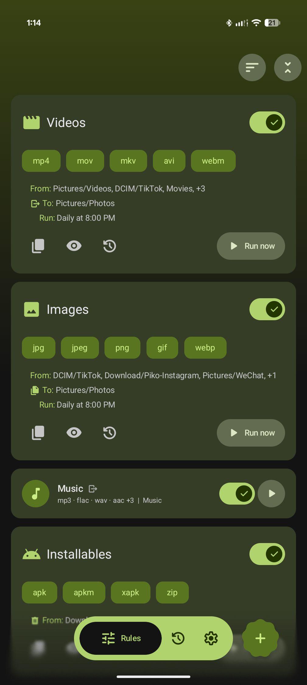 Screenshot of FilePipe: Auto file organizer