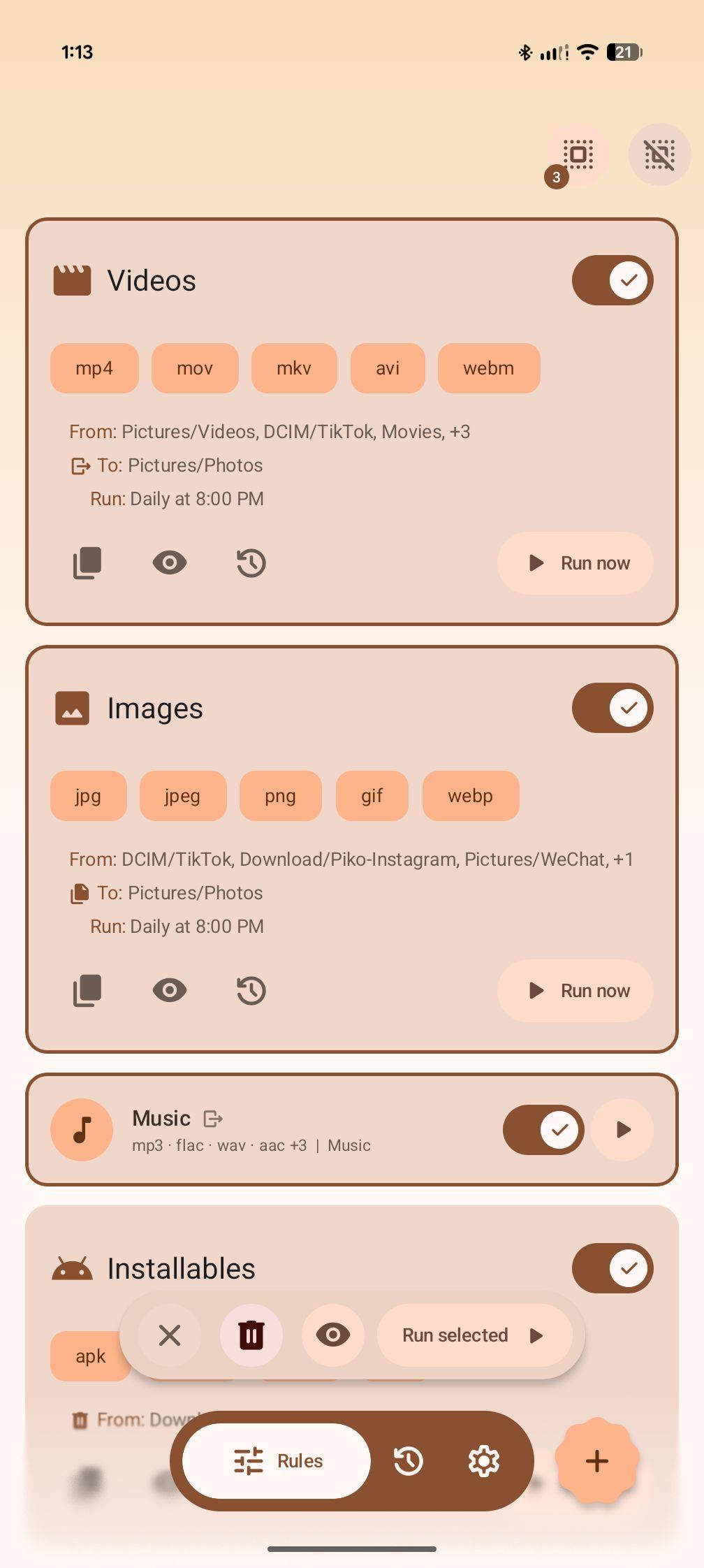 Screenshot of FilePipe: Auto file organizer