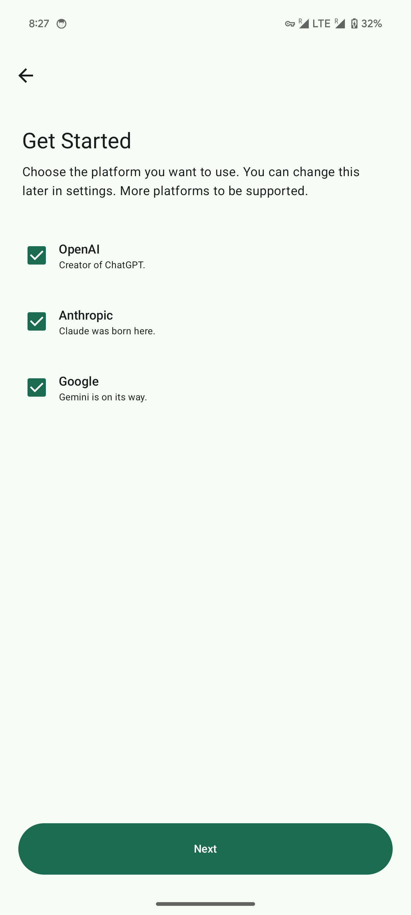 Screenshot of GPTMobile
