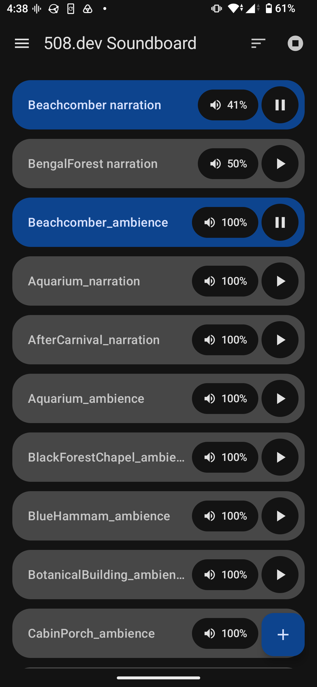 Screenshot of 508.dev Soundboard