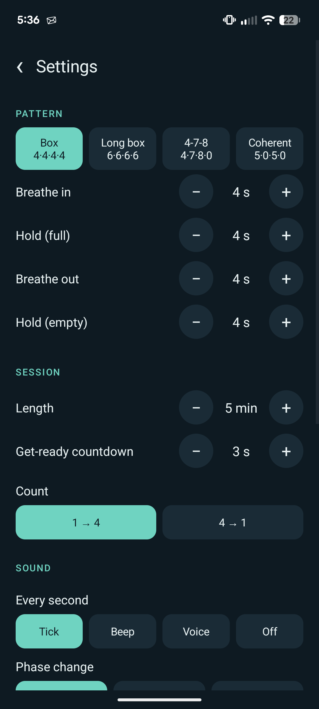 Screenshot of Box Breathing