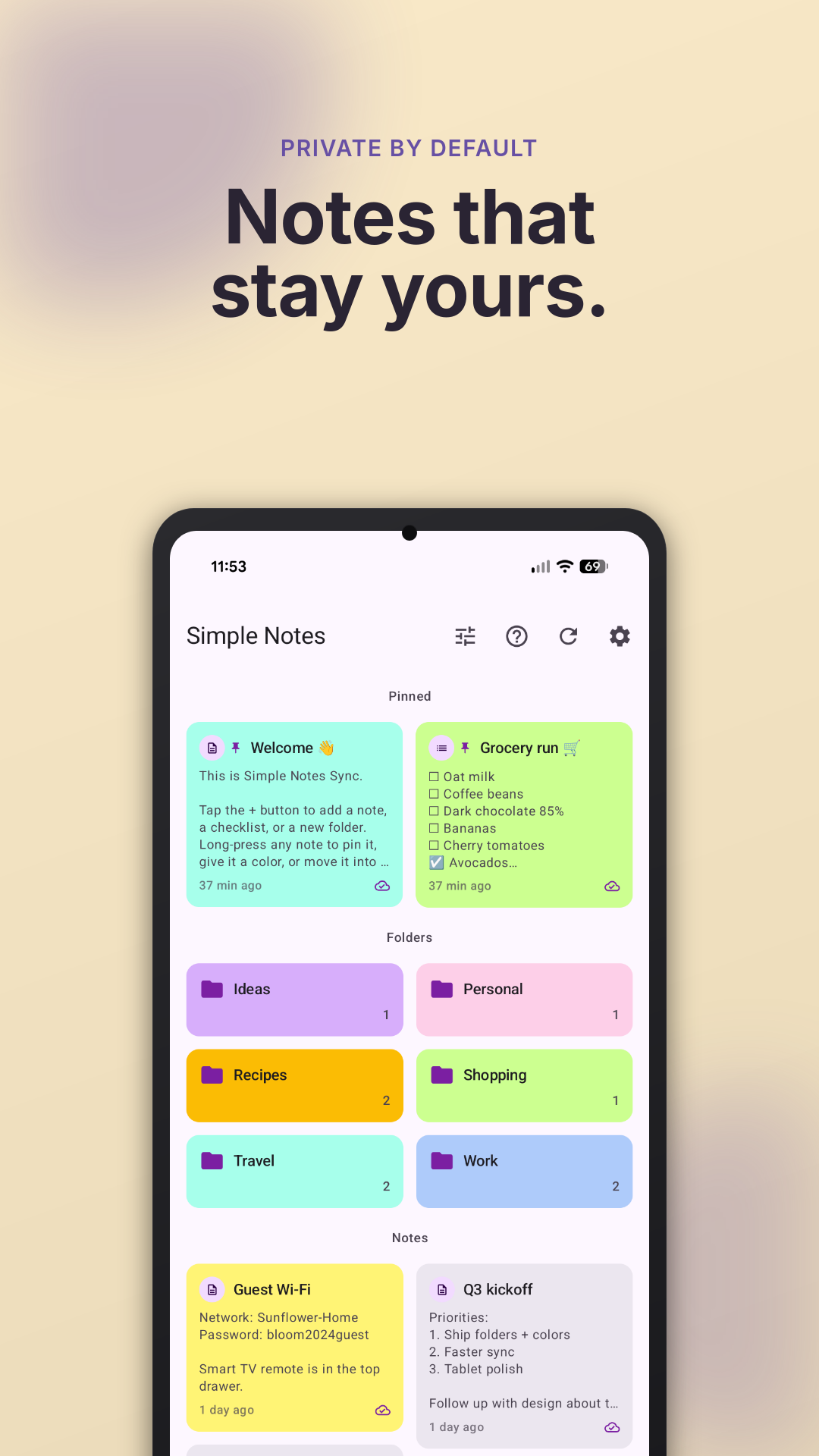 Screenshot of Simple Notes Sync