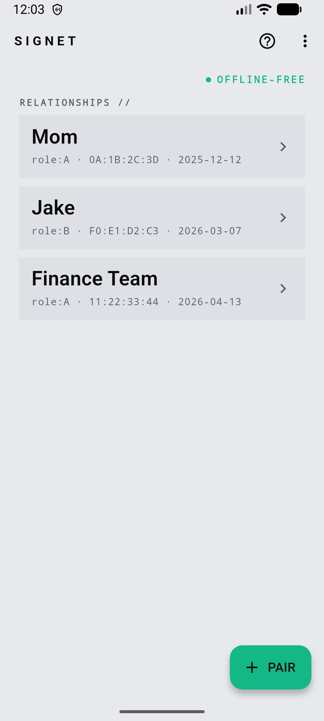 Screenshot of Signet