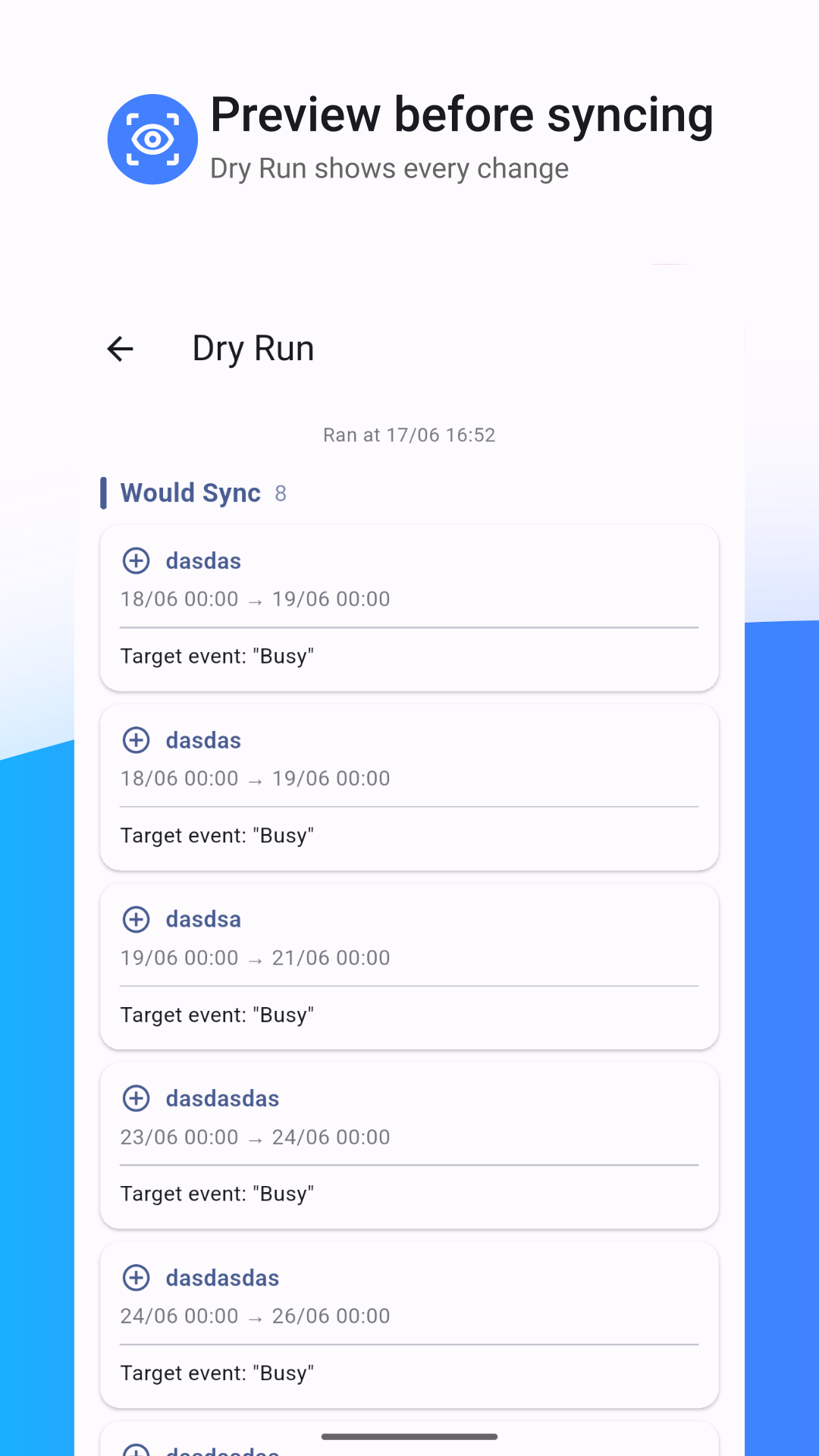 Screenshot of CalSync - Local Calendar Sync