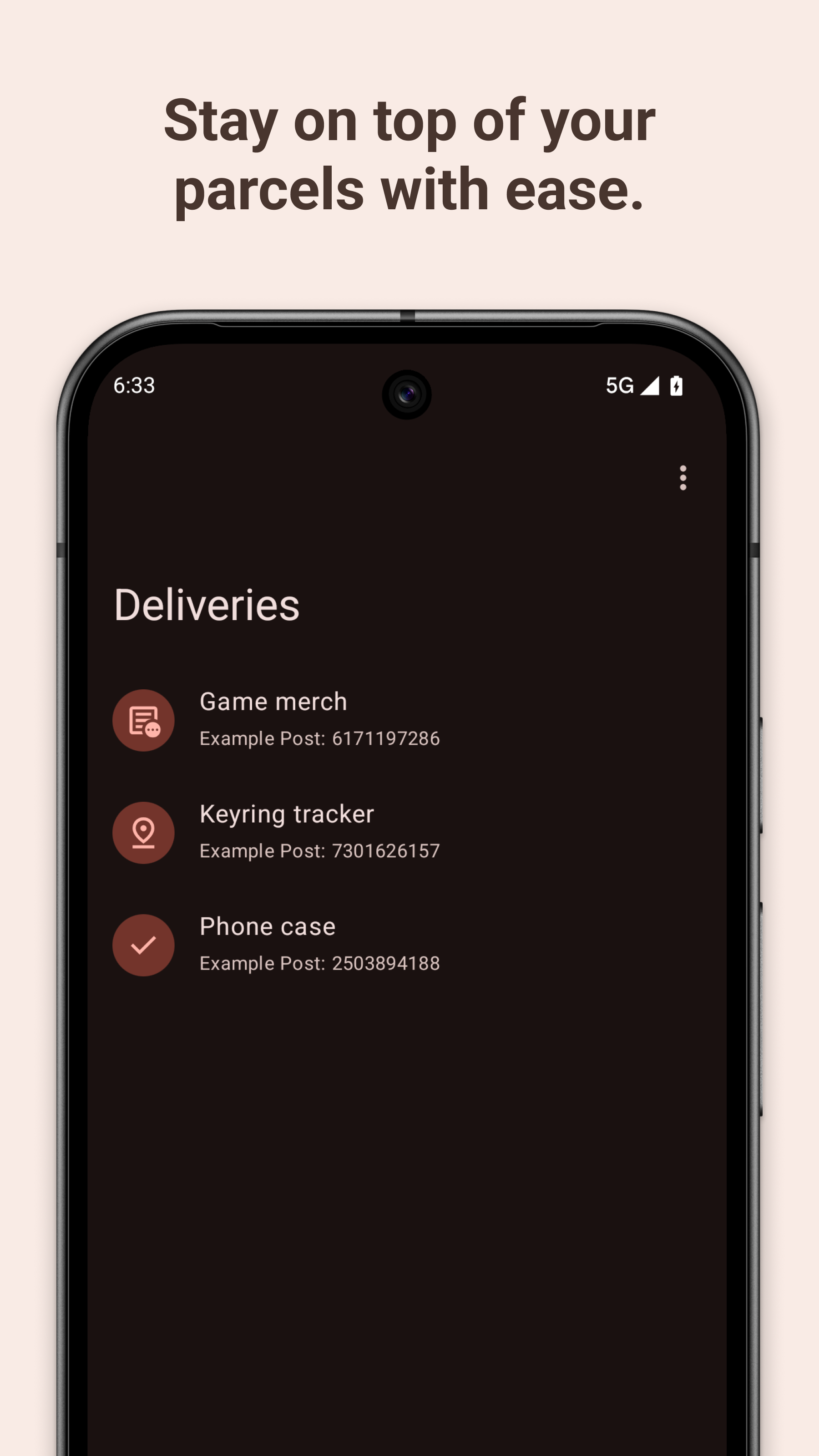 Screenshot of Deliveries: Track your parcels