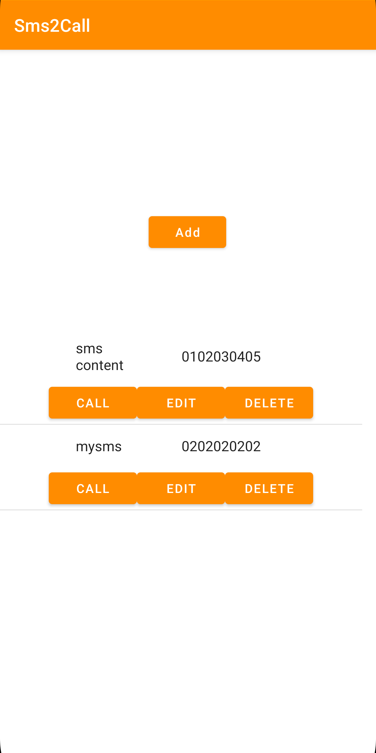 Screenshot of sms2call