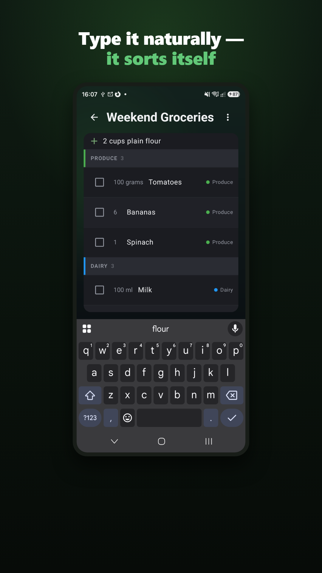 Screenshot of Shopping List for Nextcloud