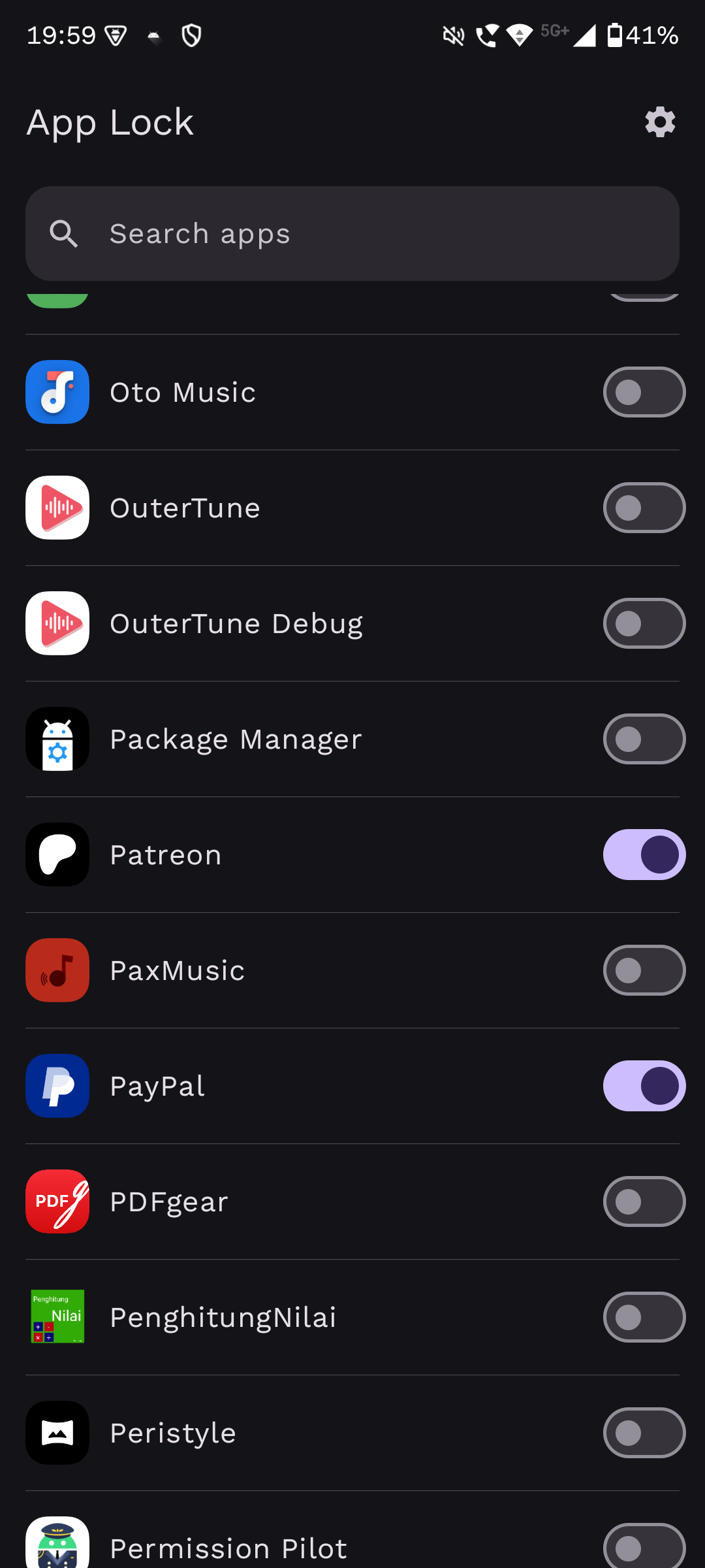 Screenshot of App Lock