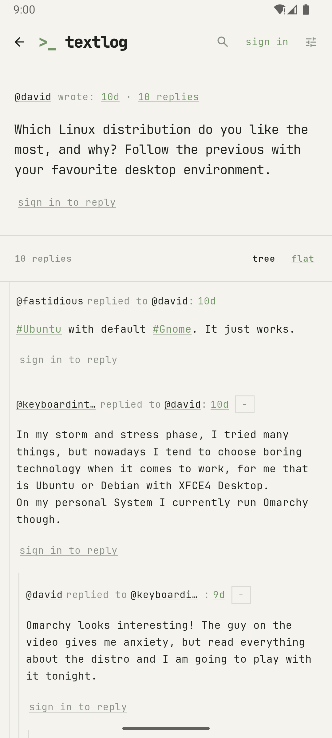 Screenshot of textlog
