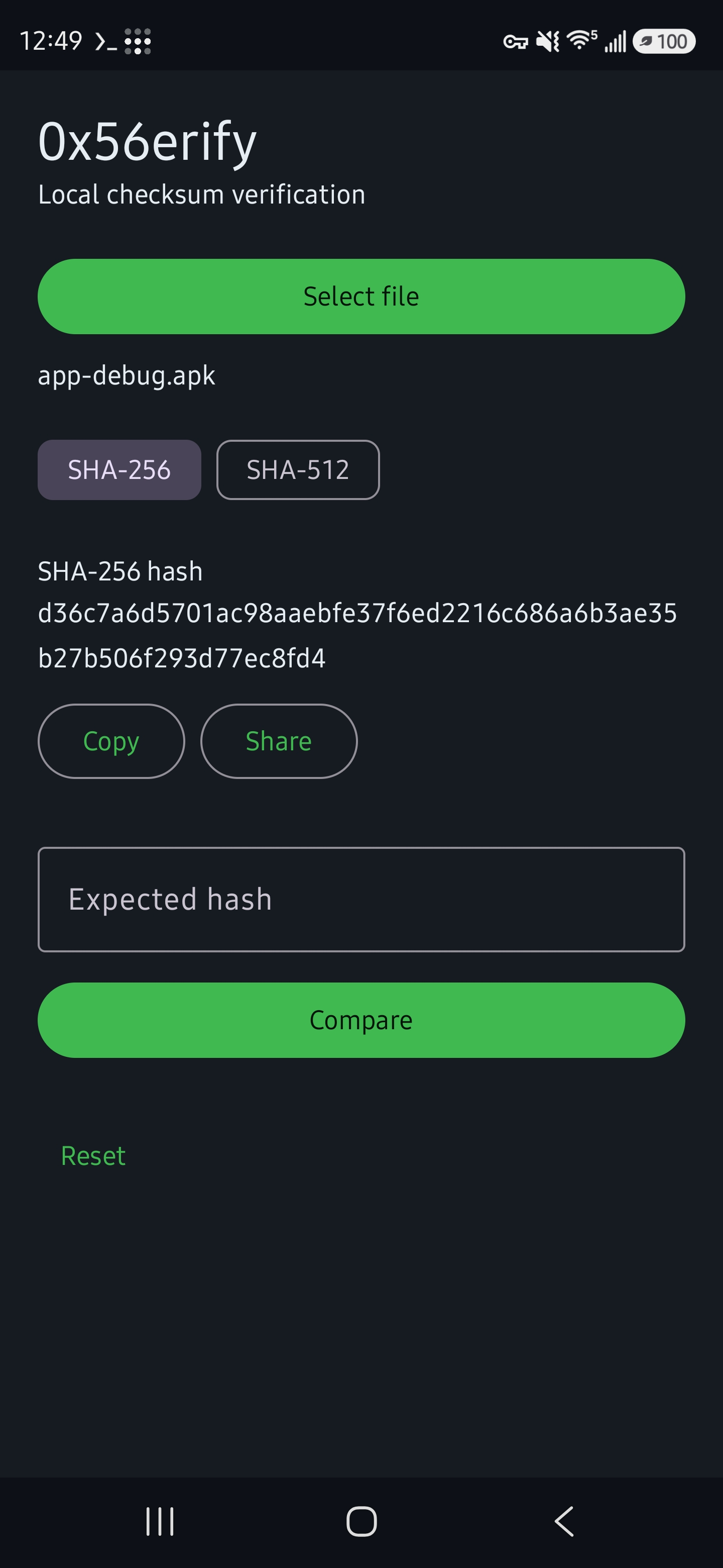 Screenshot of 0x56erify