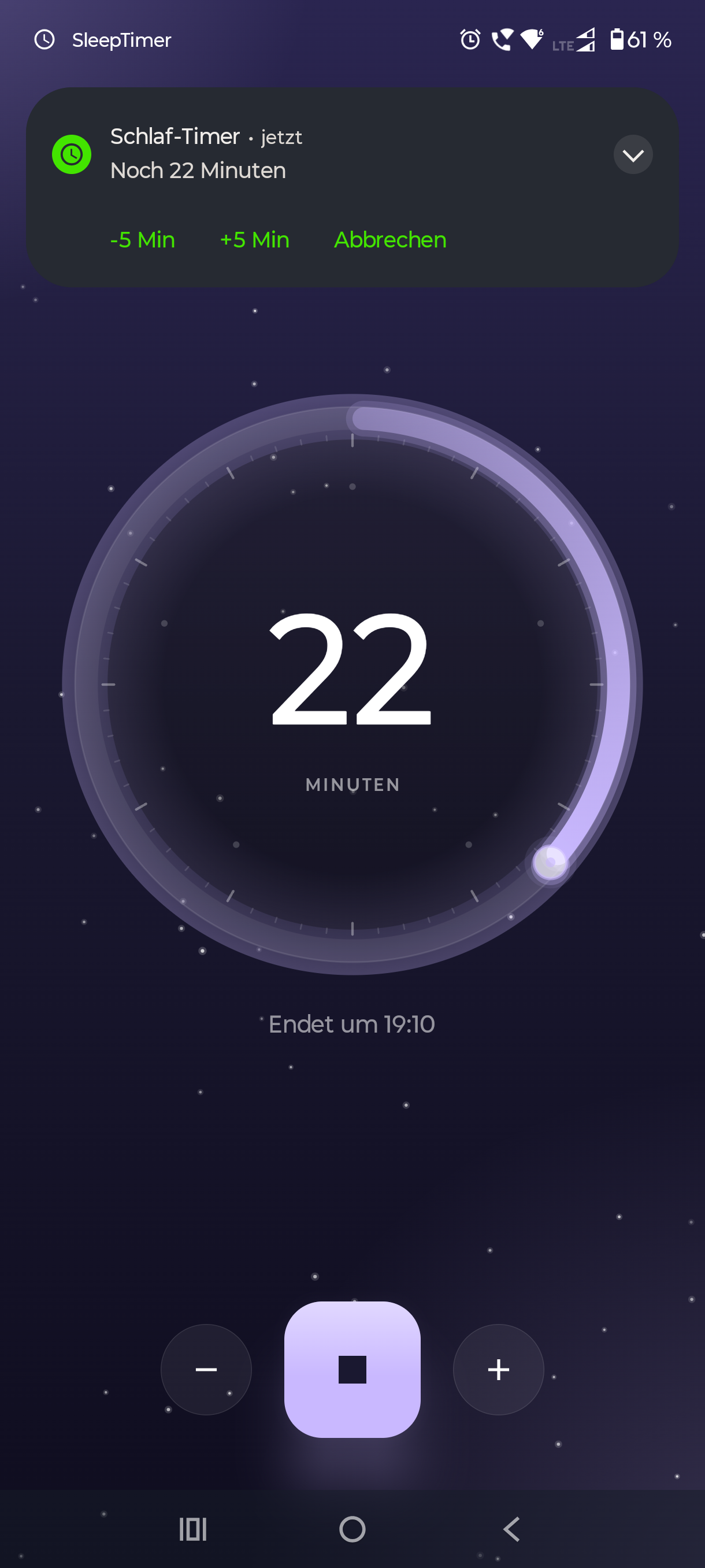 Screenshot of SleepTimer