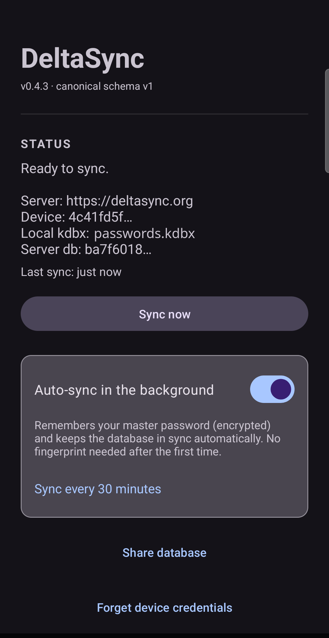 Screenshot of DeltaSync