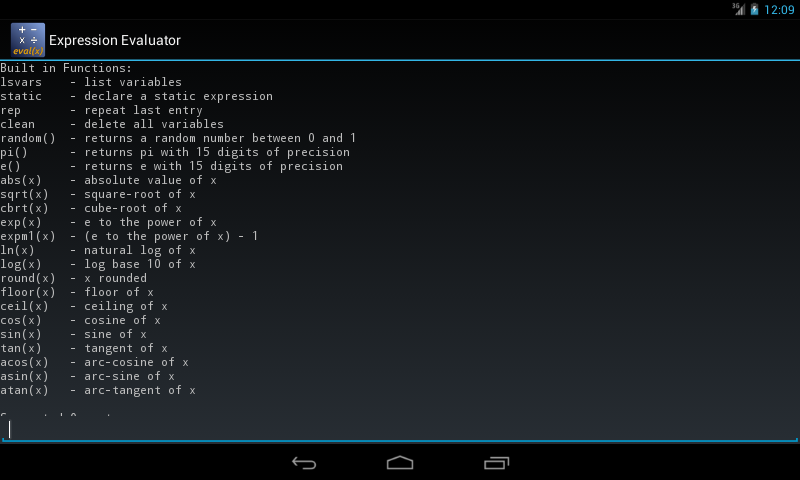 Screenshot of Expression Evaluator