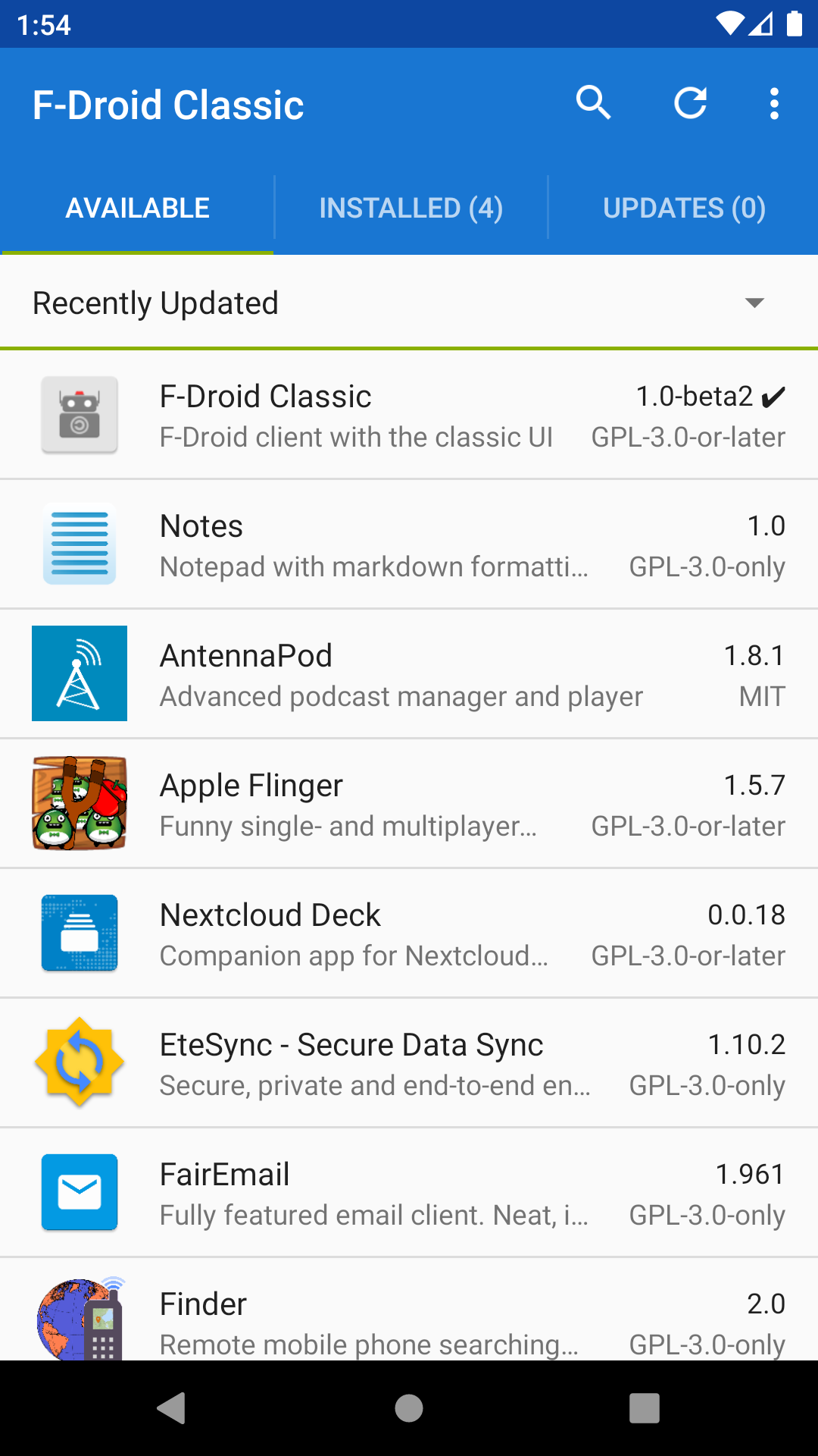 Screenshot of F-Droid Classic