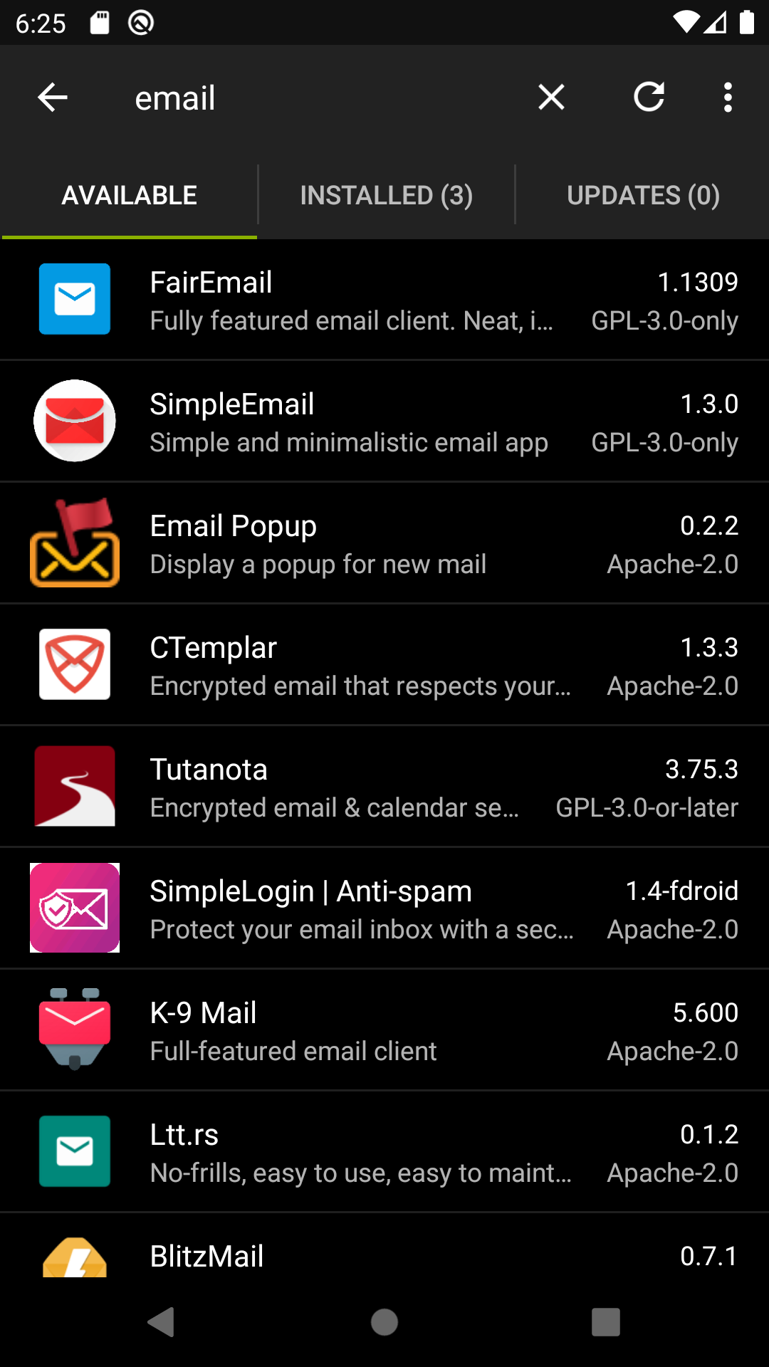 Screenshot of F-Droid Classic