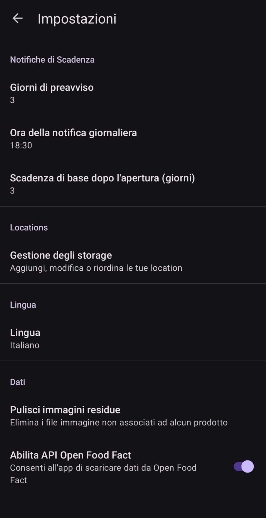 Screenshot of Pantry