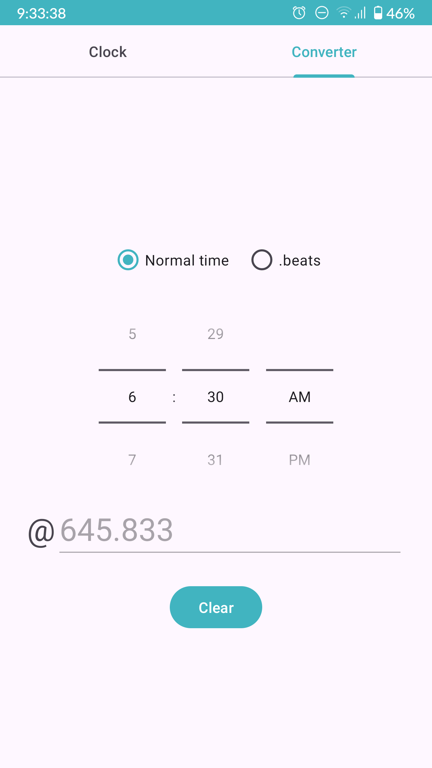 Screenshot of Swatch .beat clock