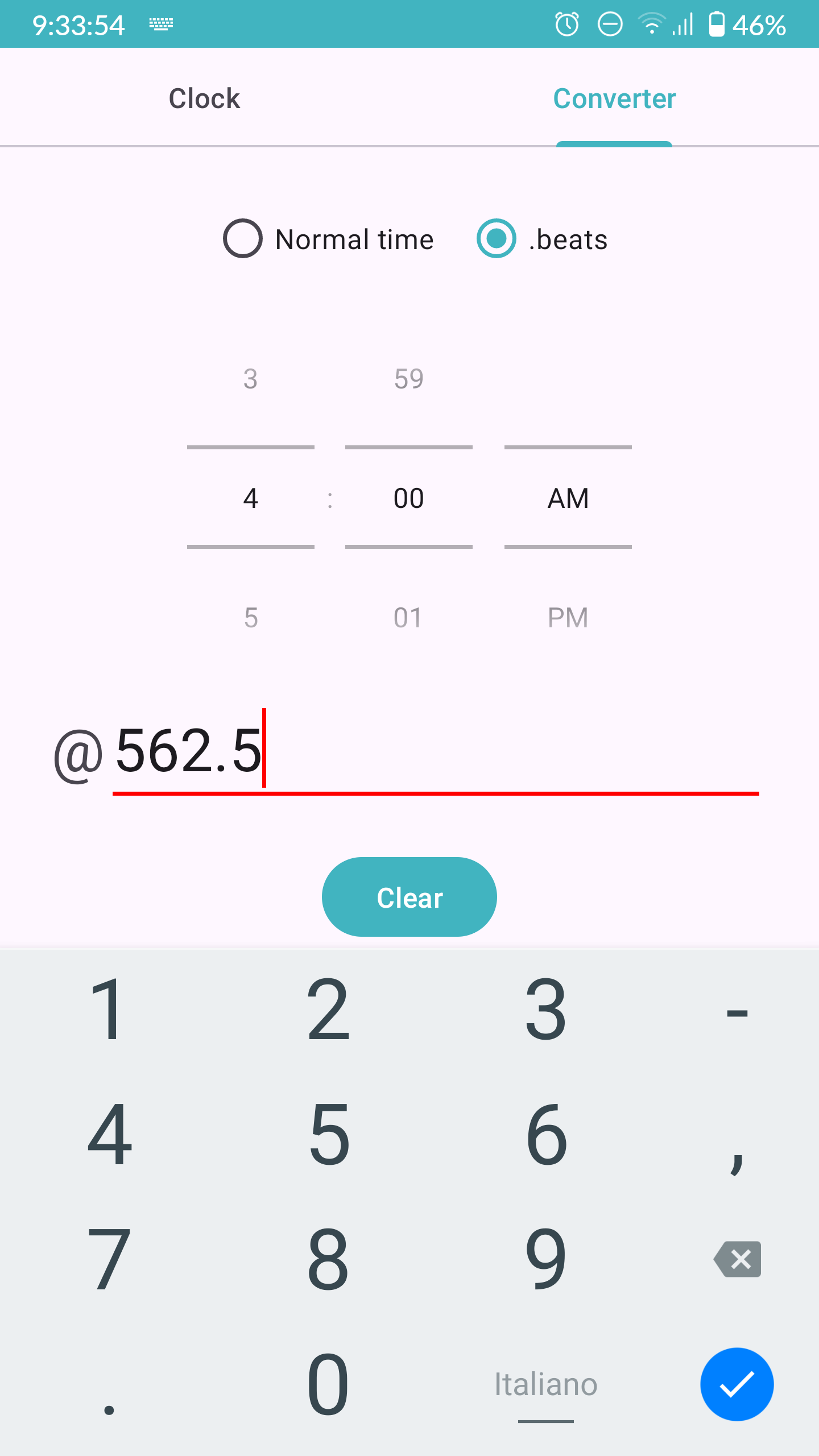 Screenshot of Swatch .beat clock