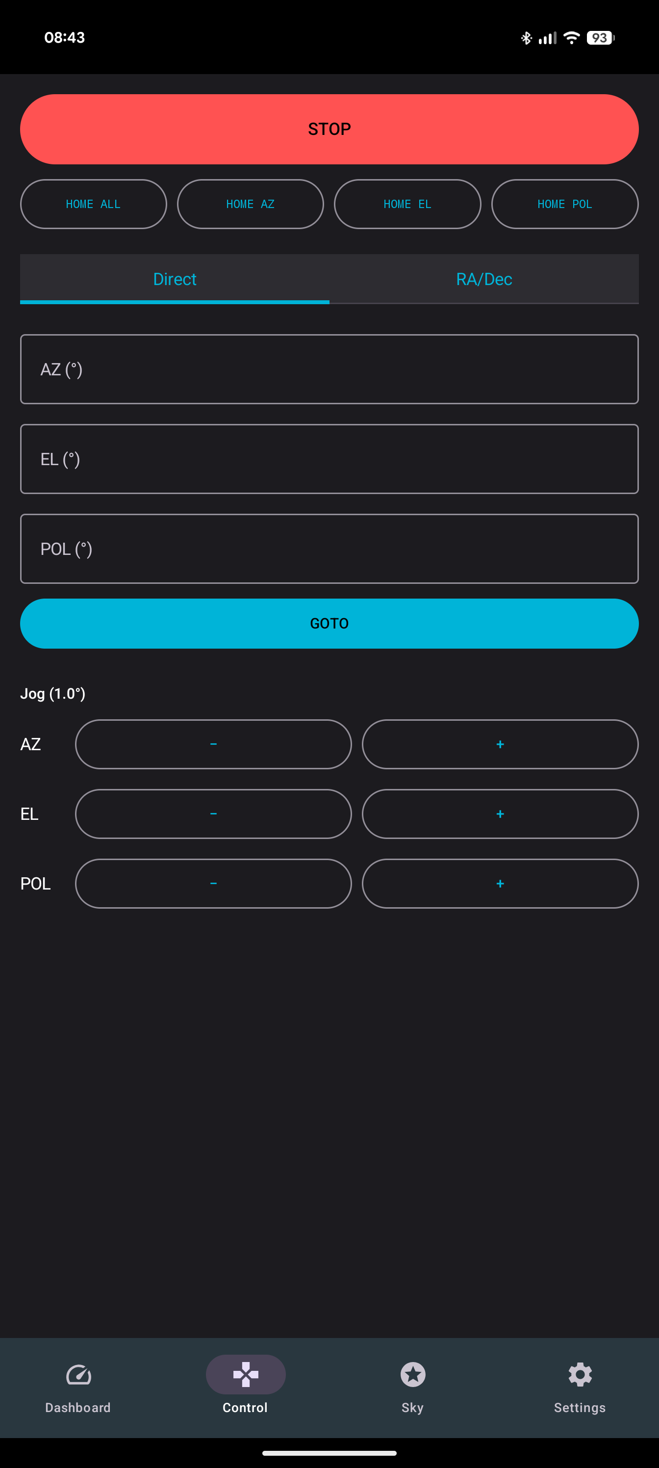 Screenshot of Smart Radio Telescope