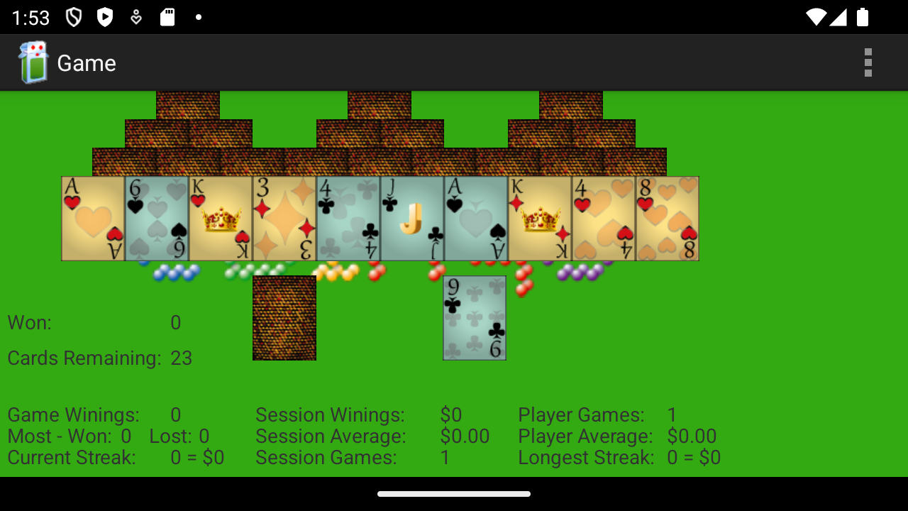 Screenshot of Tri PeaksSolitaire for Android