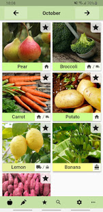 Screenshot of Seasonal Foods Calendar